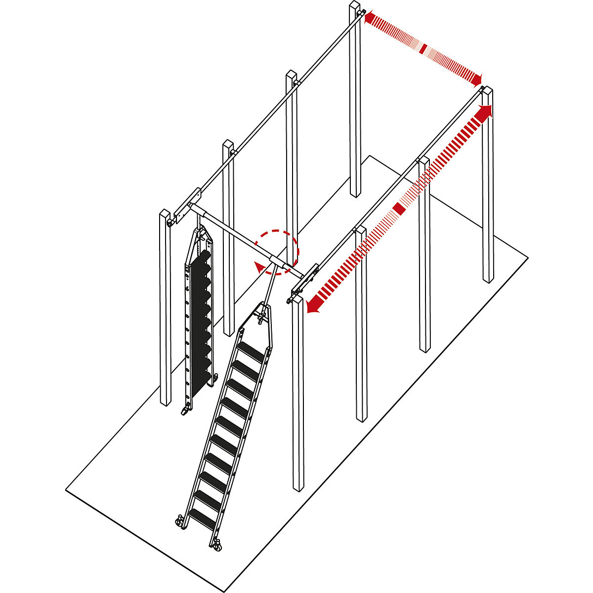 Escalera para estanterías de peldaños planos – KRAUSE (Imagen del producto 2)-1