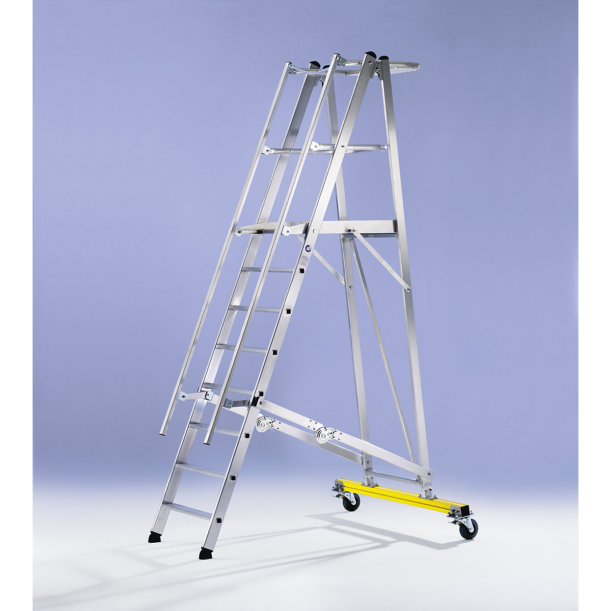 Escalera rodante de plataforma, en aluminio – MUNK (Imagen del producto 2)-1