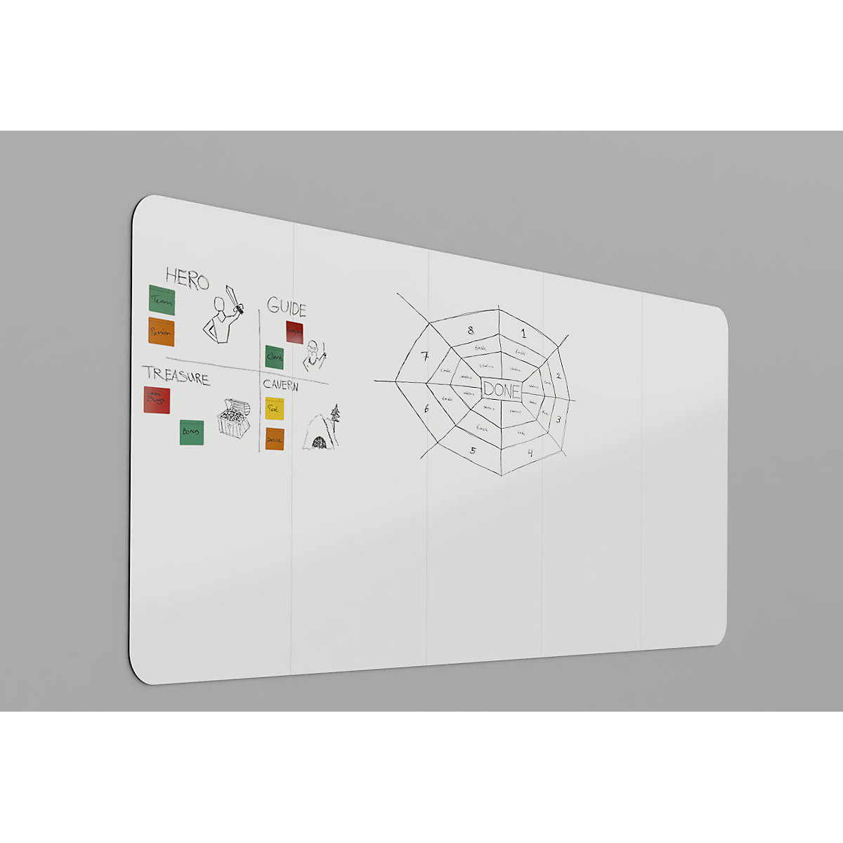 Quadro branco XXL de design VisuWall Curve – Chameleon (Imagem do produto 8)-7