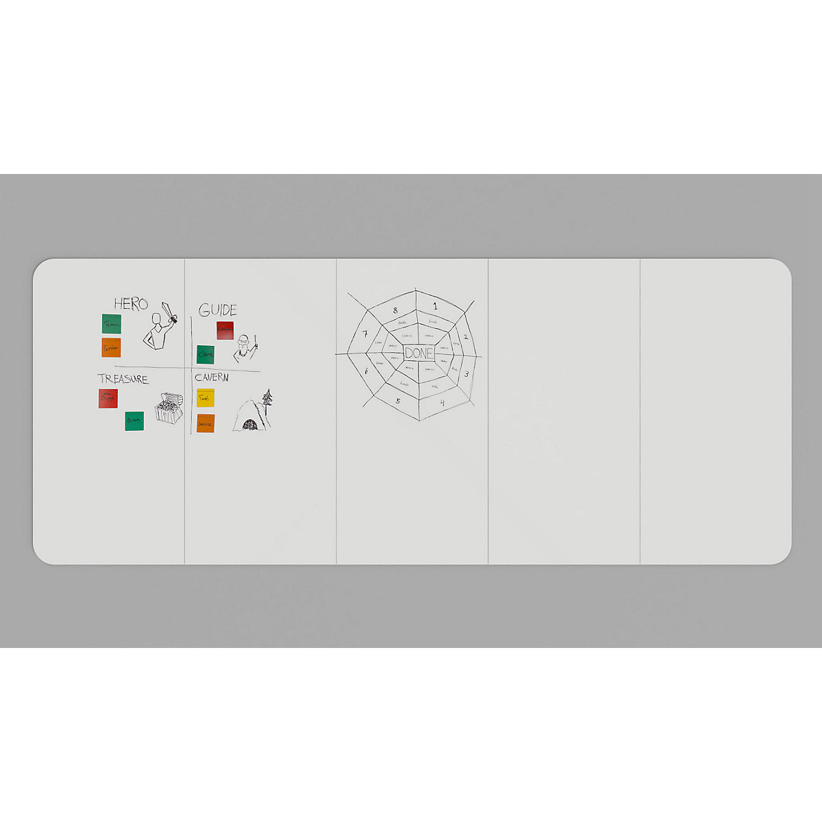 Quadro branco XXL de design VisuWall Curve – Chameleon (Imagem do produto 9)-8