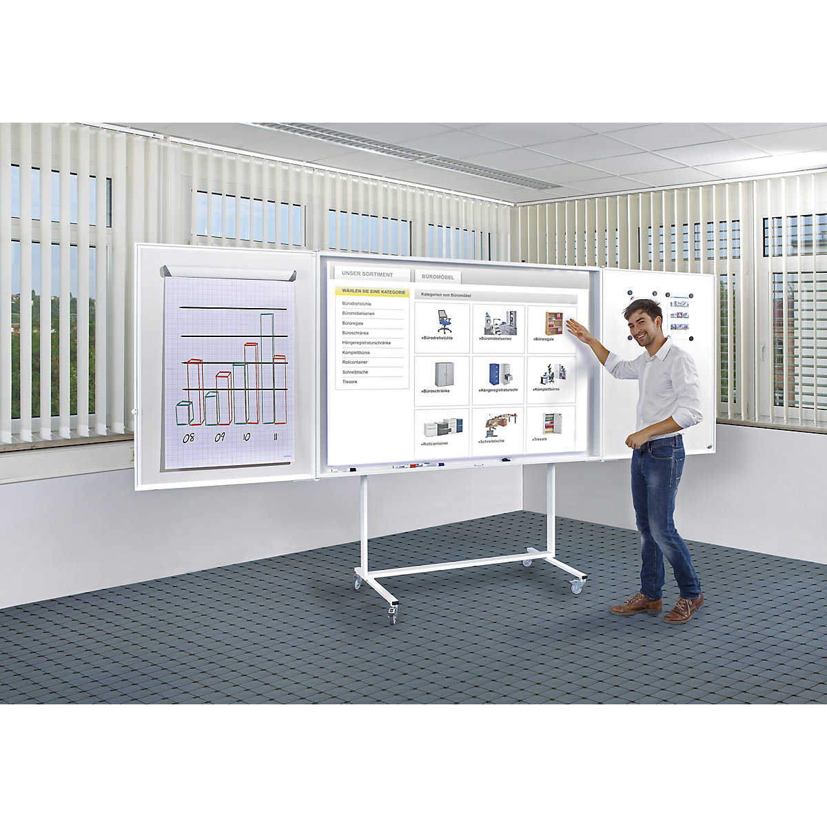 Quadro branco articulável, conjunto completo – SMIT VISUAL (Imagem do produto 2)-1