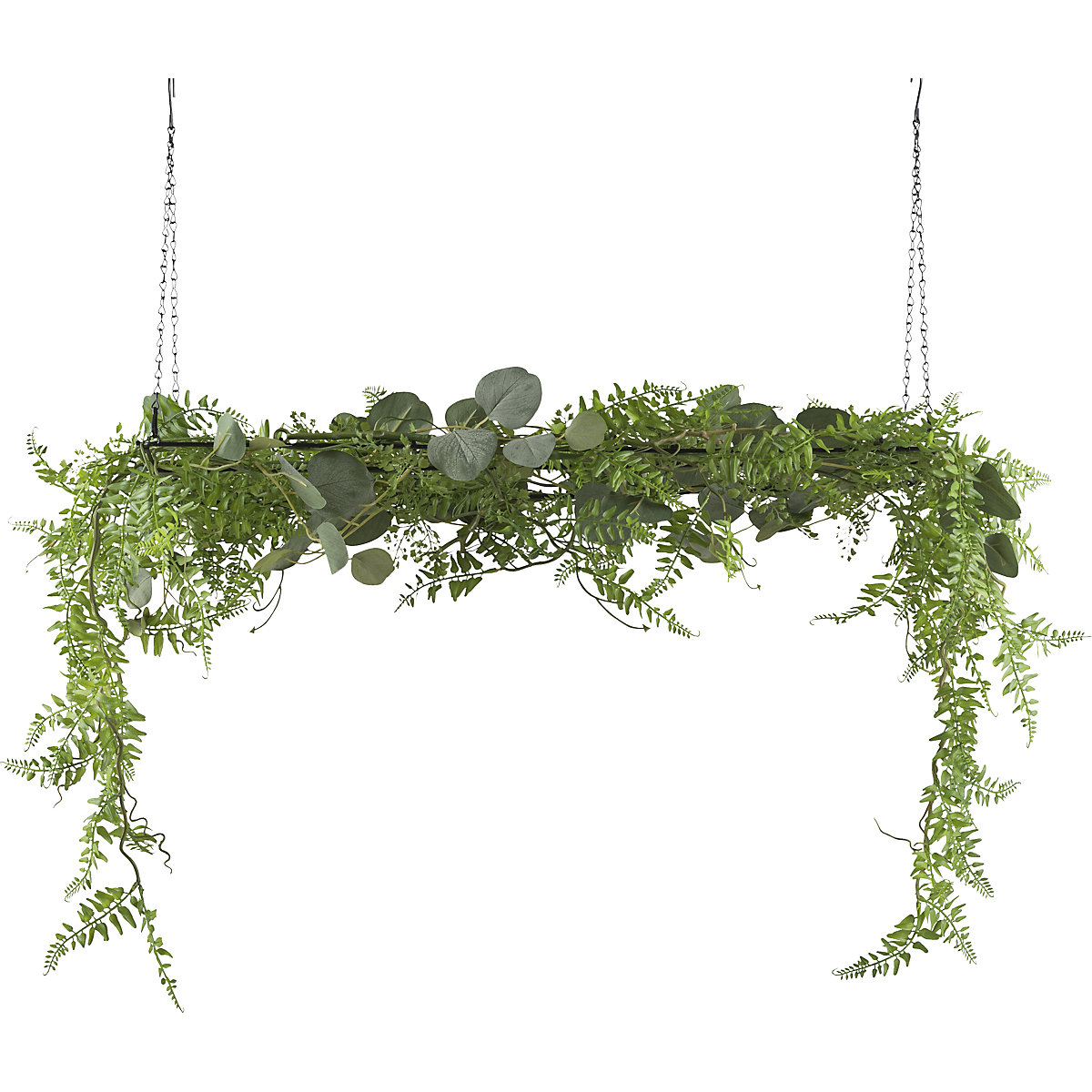 Decoração suspensa com plantas artificiais