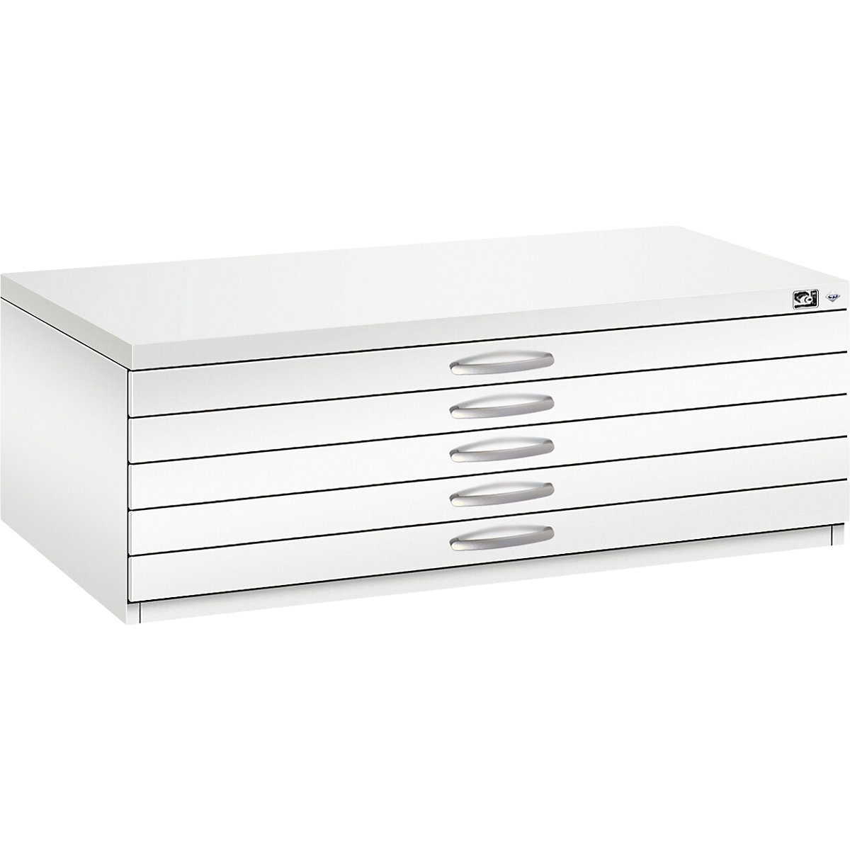 Armário para desenhos e projectos – C+P, A1, 5 gavetas, altura 420 mm, branco trânsito-4