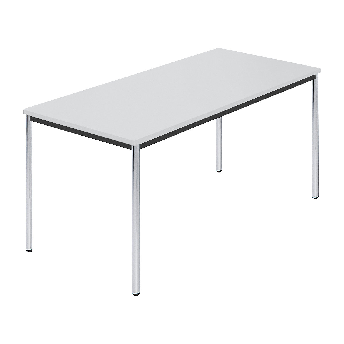 Mesa retangular, tubo redondo cromado