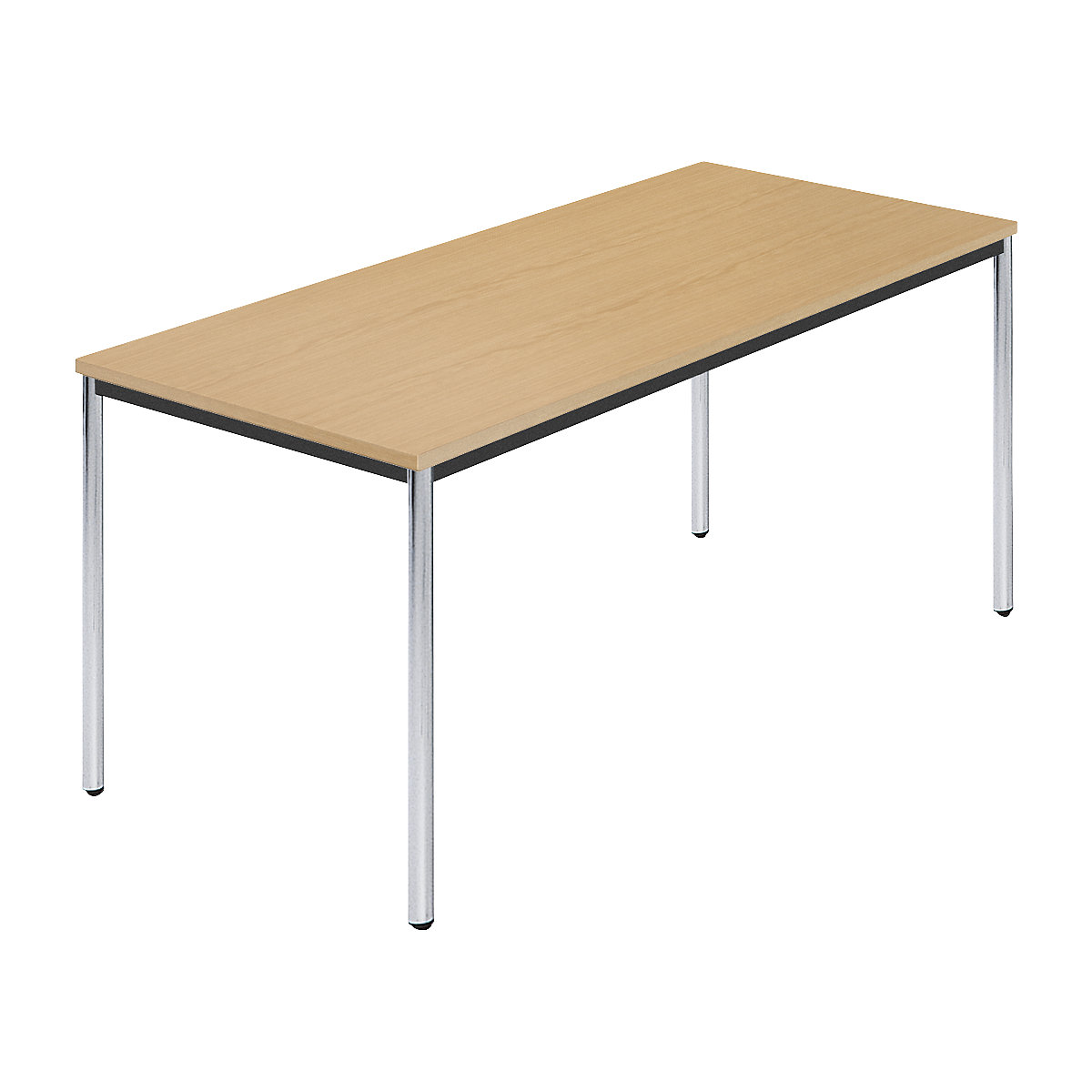 Mesa retangular, tubo redondo cromado