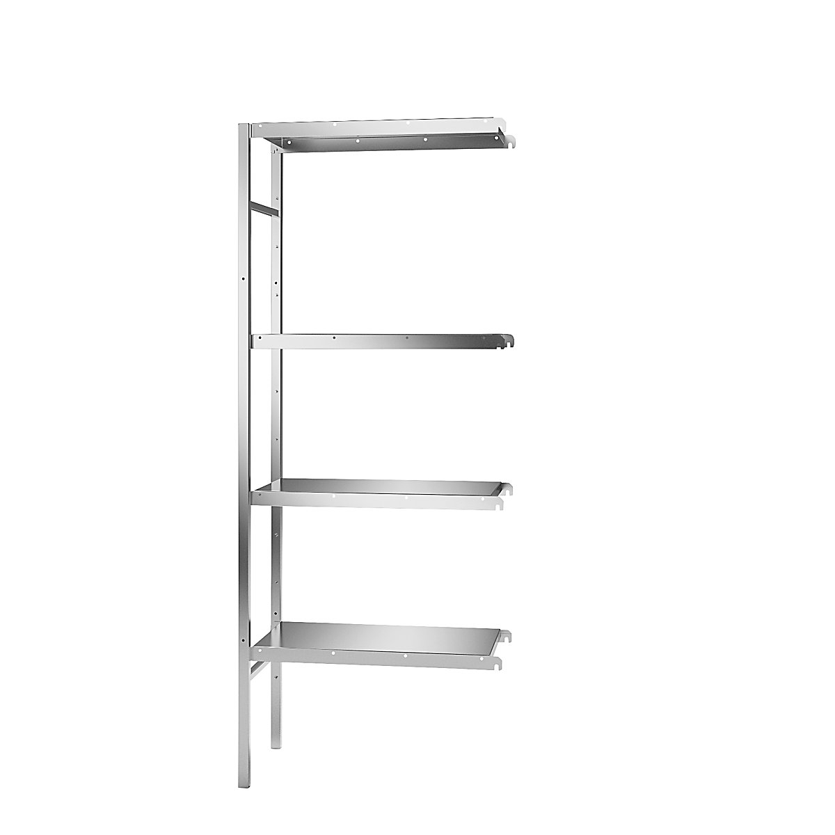 Estantería ensamblable de acero inoxidable, 4 baldas lisas, anchura de balda x profundidad 640 x 440 mm, estantería de ampliación-0