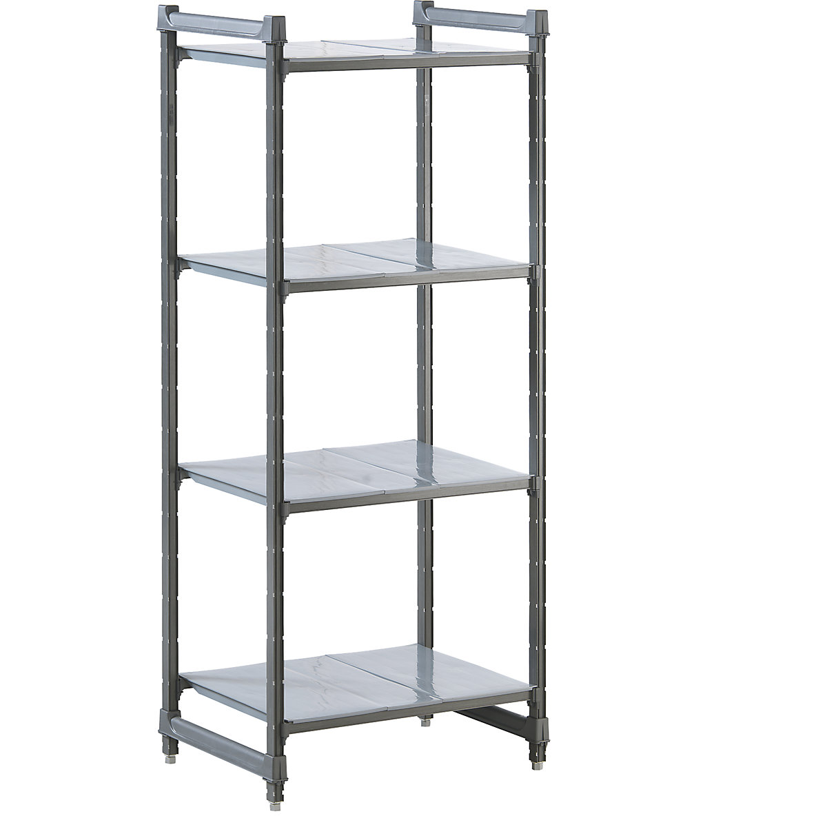 Sistema de estanterías modulares ensamblables de plástico