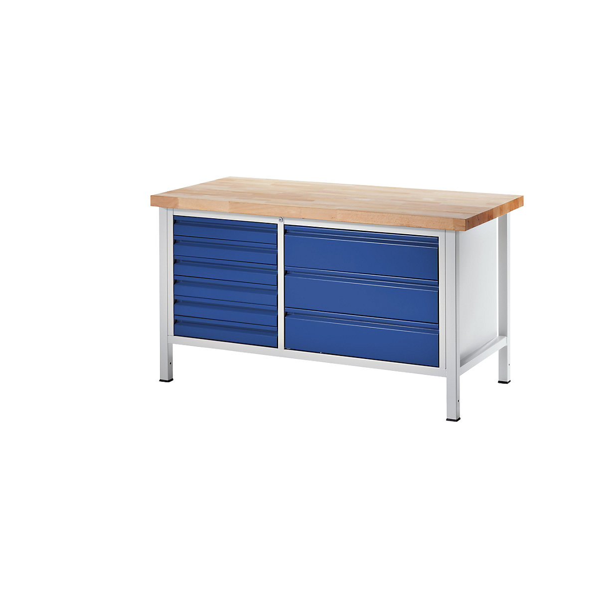 Établi sur piétement – RAU, 6 tiroirs taille L, 3 tiroirs taille XXL, profondeur 700 mm, largeur 1500 mm-0