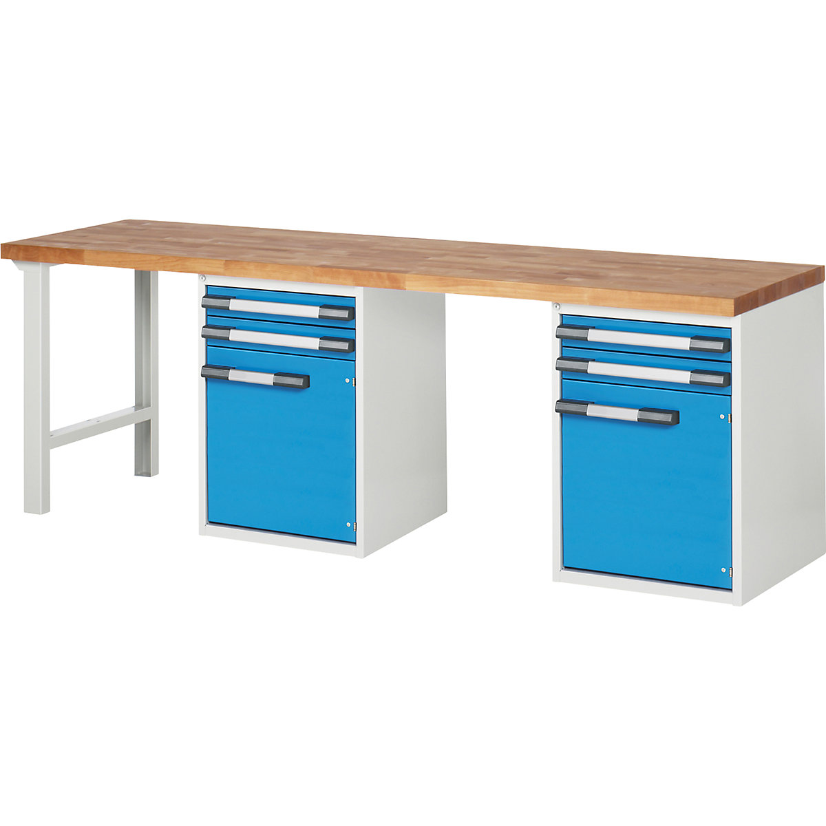Établi, système modulaire Série 7000 – eurokraft pro, 4 tiroirs, 2 portes, extra-large, l x p 2500 x 700 mm-0