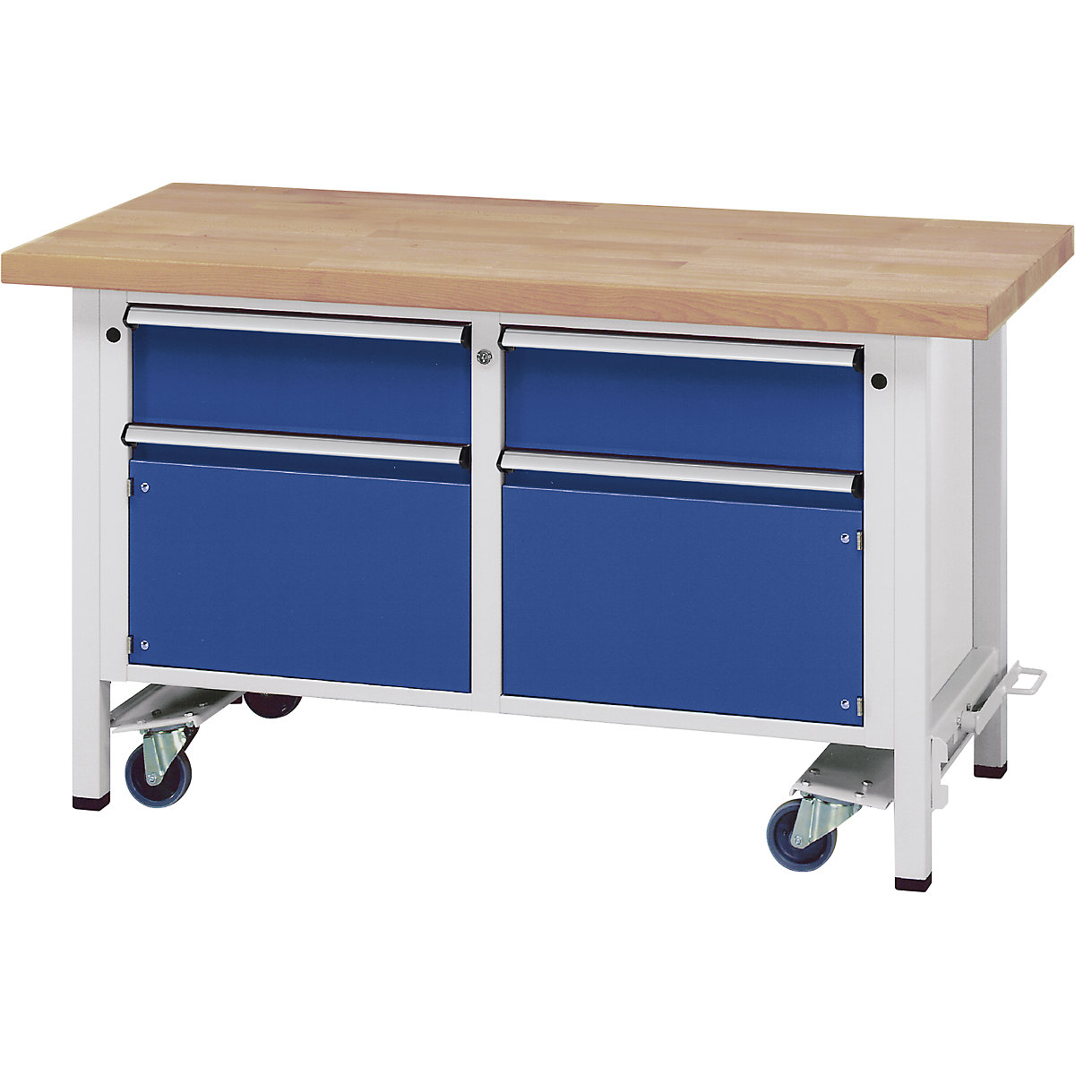 Établi compact mobile – ANKE, mobile, avec 2 tiroirs et 2 armoires, largeur 1500 mm-0