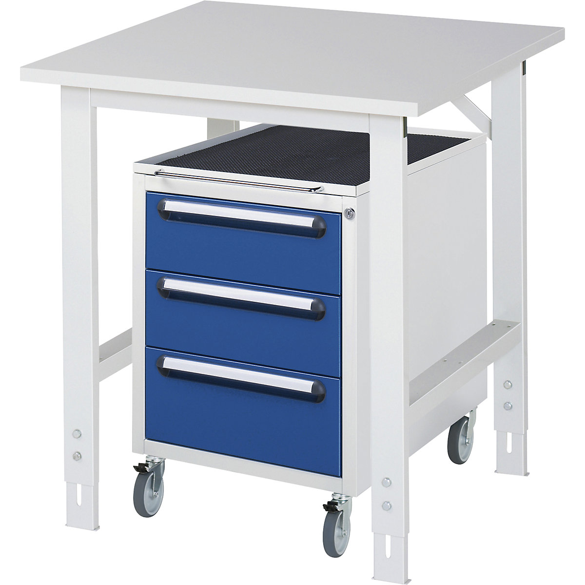 Poste de travail avec armoire à tiroirs, caisson roulant avec 3 tiroirs 2 x 150, 1 x 180 mm, l x p 750 x 800 mm, plateau en mélaminé, épaisseur 22 mm-0