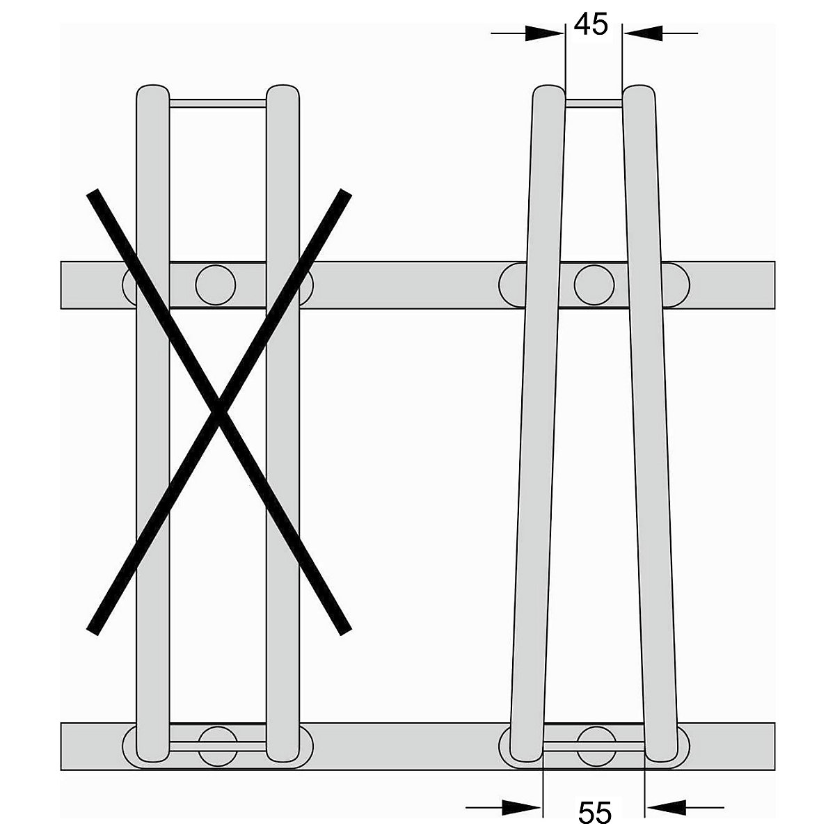Bicycle rack, bars made of 18 mm steel tubing – eurokraft pro (Product illustration 3)-2