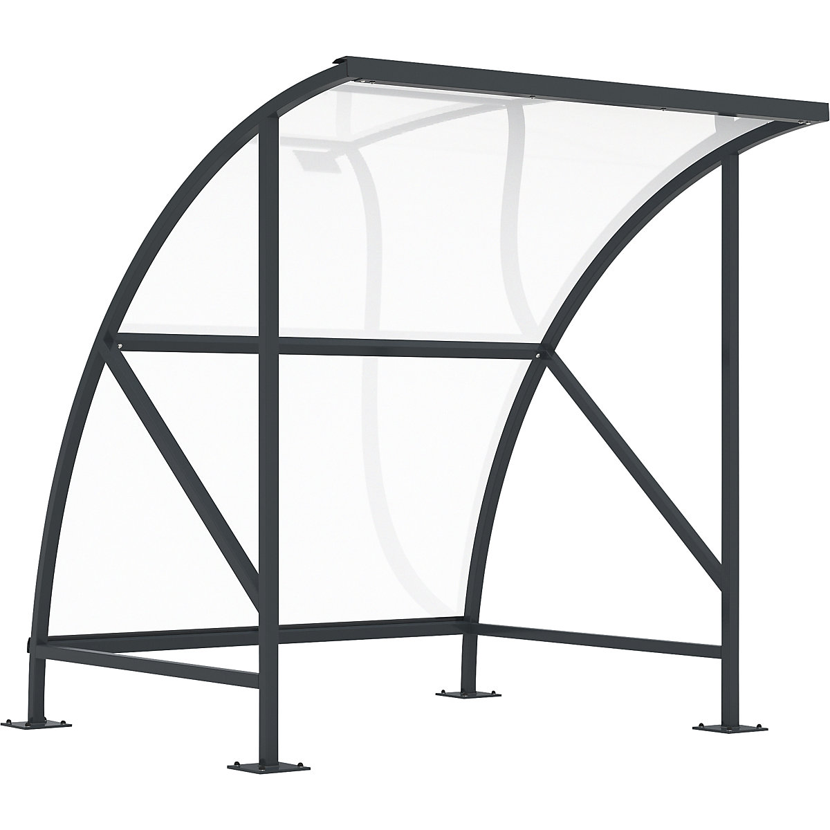 Bicycle shelter, made of polycarbonate, WxD 2090 x 2100 mm, charcoal RAL 7016-10