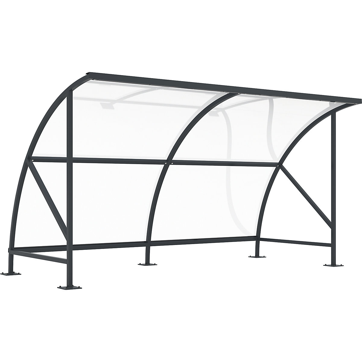 Bicycle shelter, made of polycarbonate, WxD 4130 x 2100 mm, charcoal RAL 7016-3