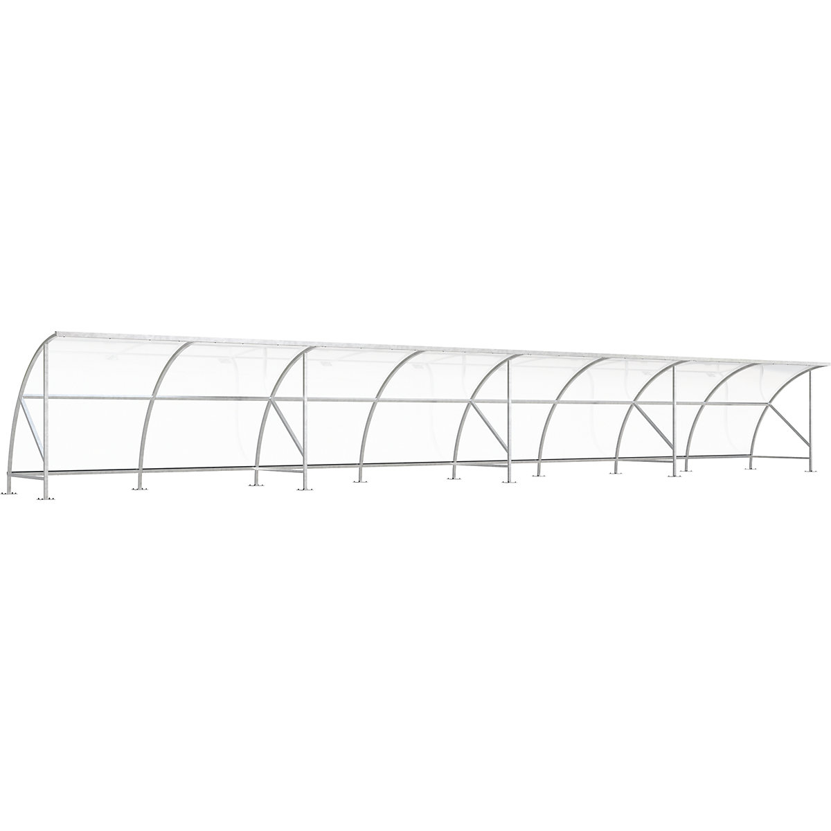 Bicycle shelter, made of polycarbonate, WxD 16450 x 2100 mm, silver-6