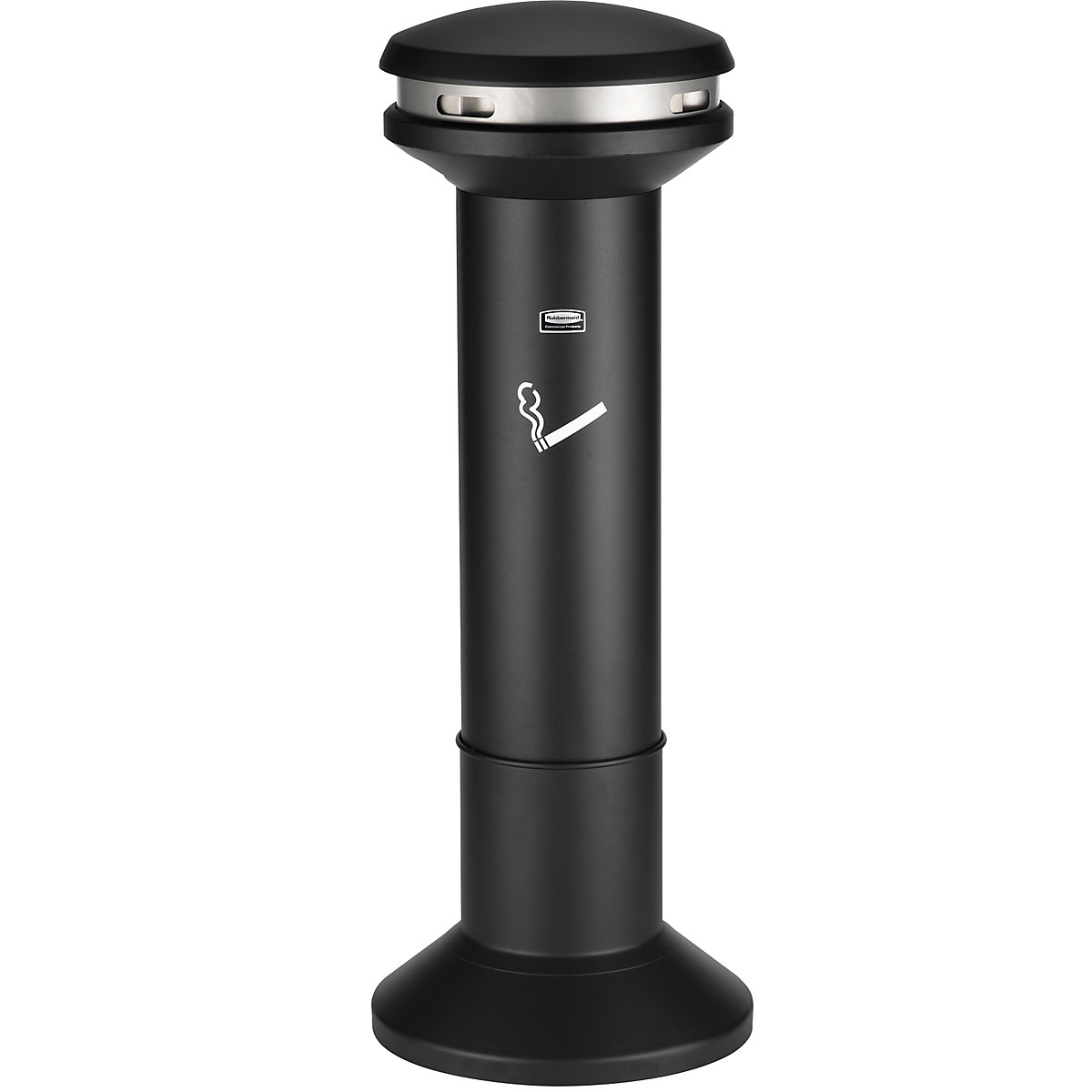 Pedestal ashtray made of zinc plated steel – Rubbermaid, capacity 25.4 l, Ø 400 mm, black-0