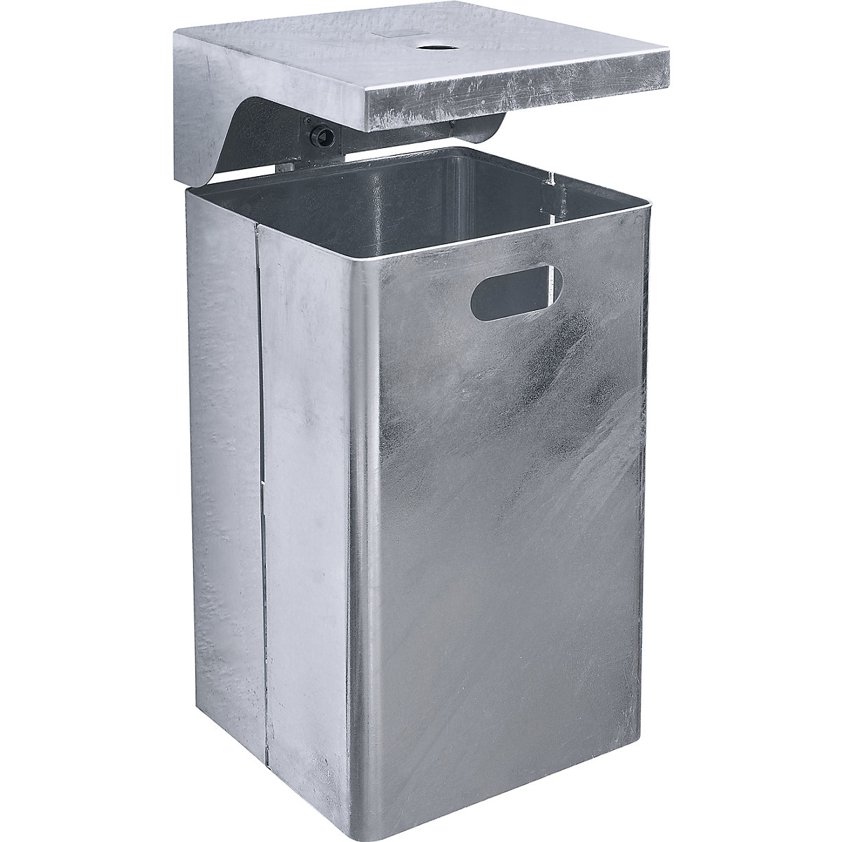 Waste collector for outdoor use, hot dip galvanised, capacity 40 l, WxHxD 310 x 600 x 360 mm, integrated ashtray-0