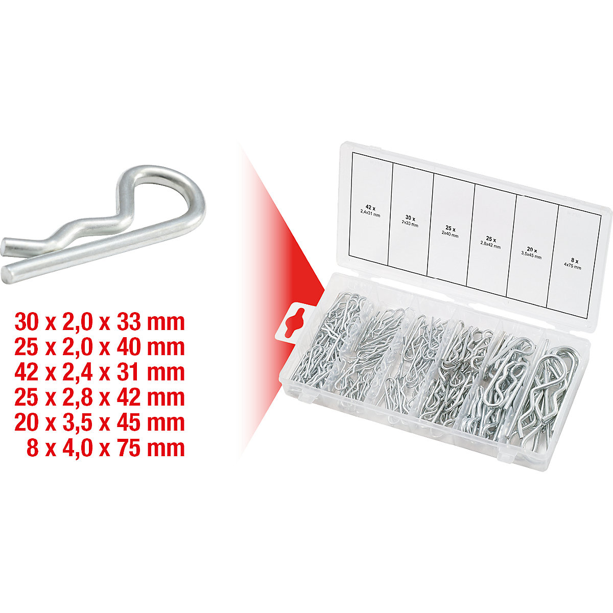 Asortyment zawleczek sprężynowych – KS Tools (Zdjęcie produktu 2)-1