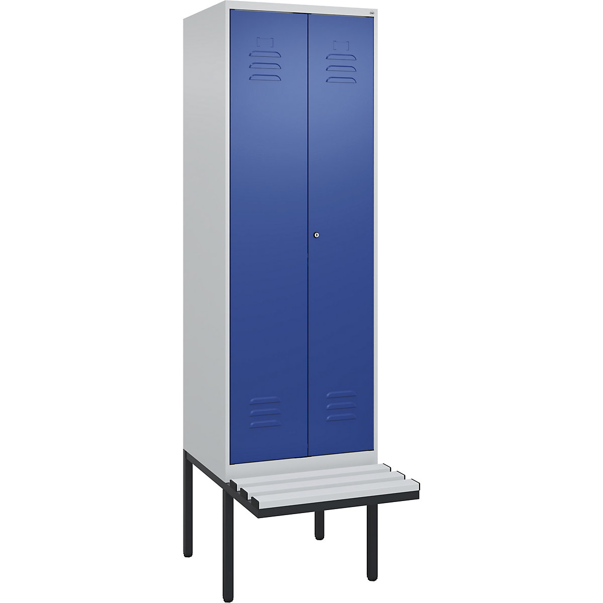 Szafka Classic PLUS na odzież prywatną i roboczą, na ławeczce – C+P (Zdjęcie produktu 5)-4