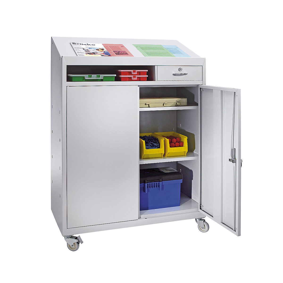 Szafa na narzędzia z pulpitem do pisania – eurokraft basic (Zdjęcie produktu 2)-1