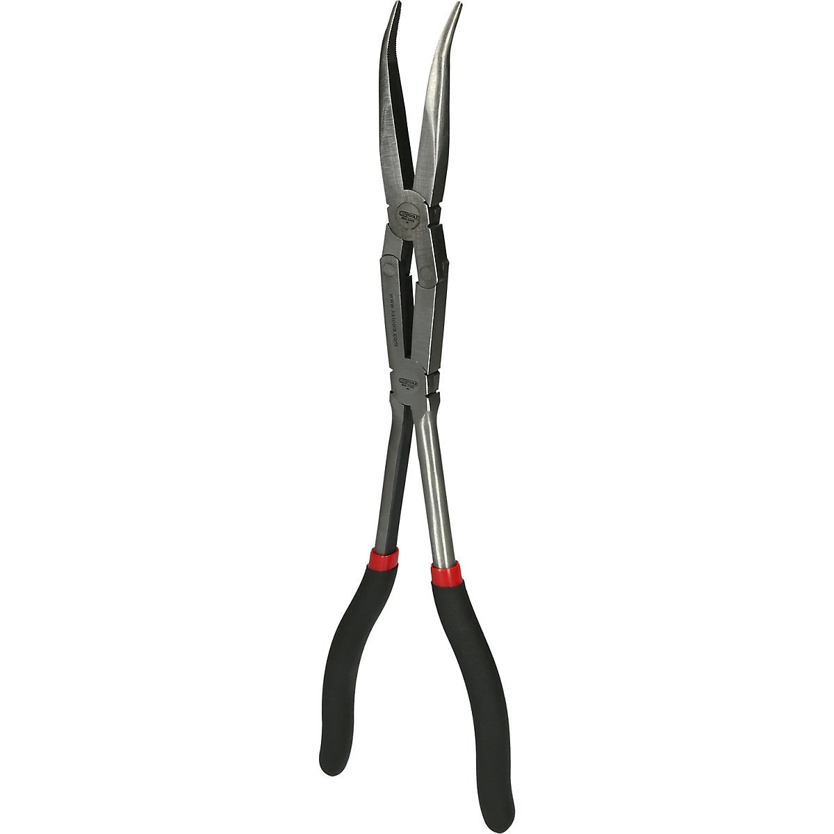 Alicate de bicos semirredondos com articulação dupla XL, curvado a 45° – KS Tools
