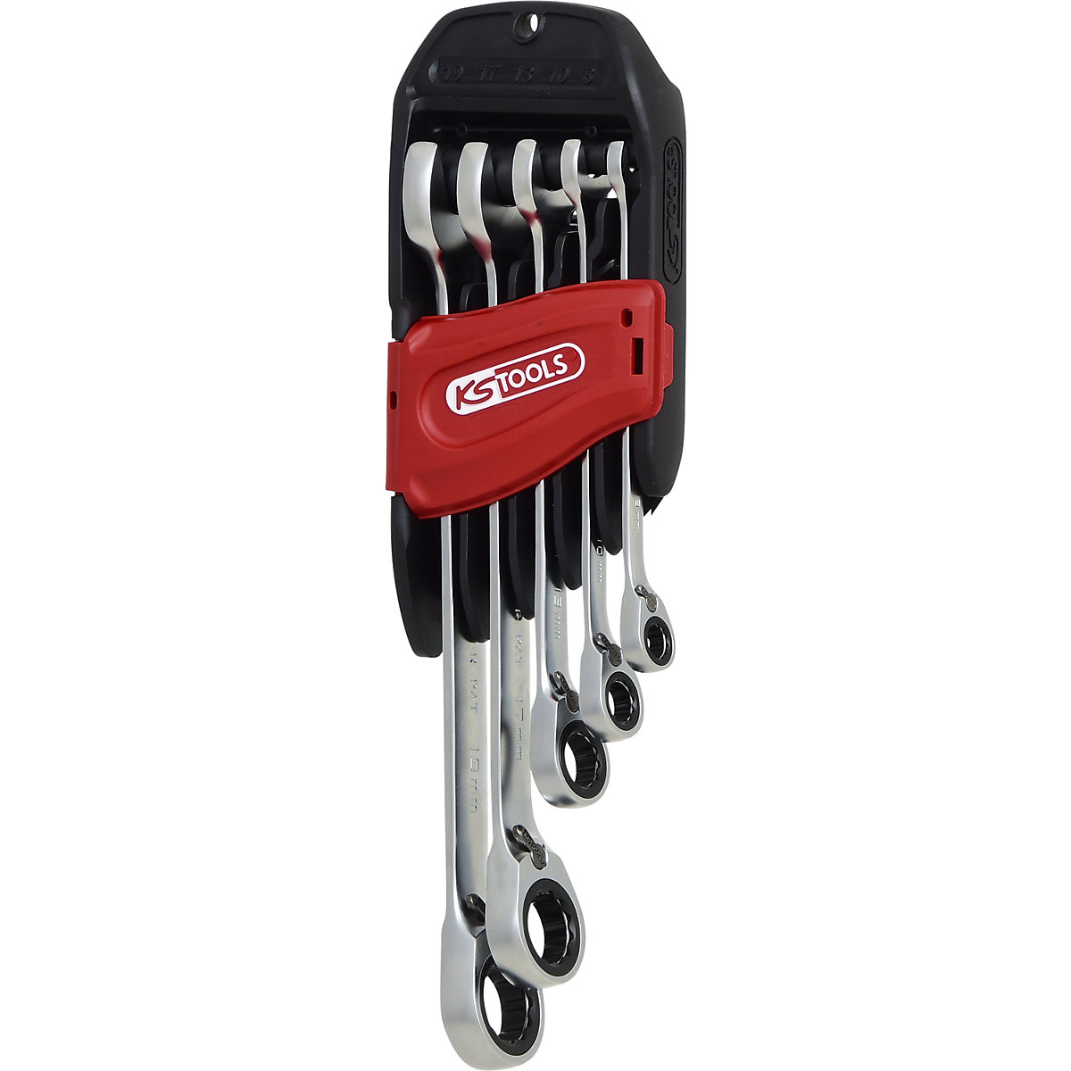 Conjunto de chaves de boca/luneta com roquete GEARplus® RINGSTOP, anguladas – KS Tools