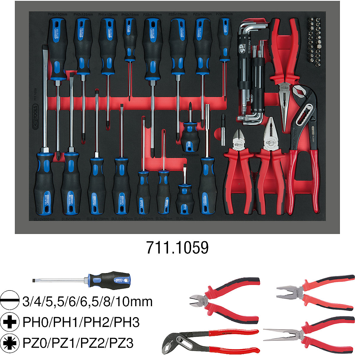 Conjunto de alicates e chaves de parafusos – KS Tools