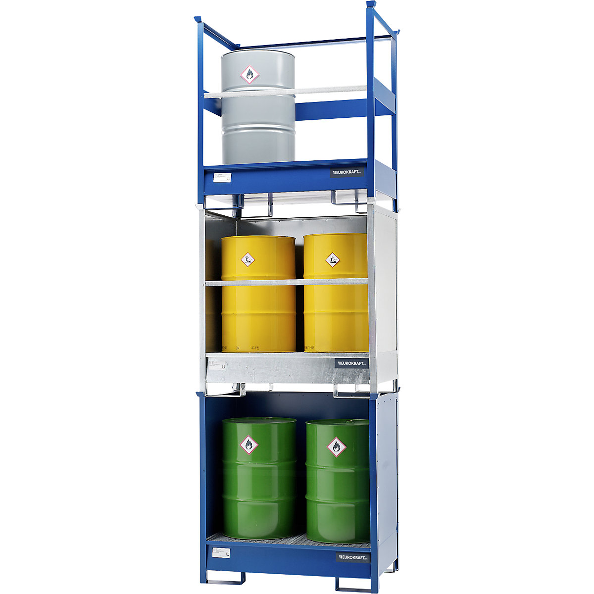 Für 2 x 200-Liter-Fässer, bis zu 3-fach stapelbar
