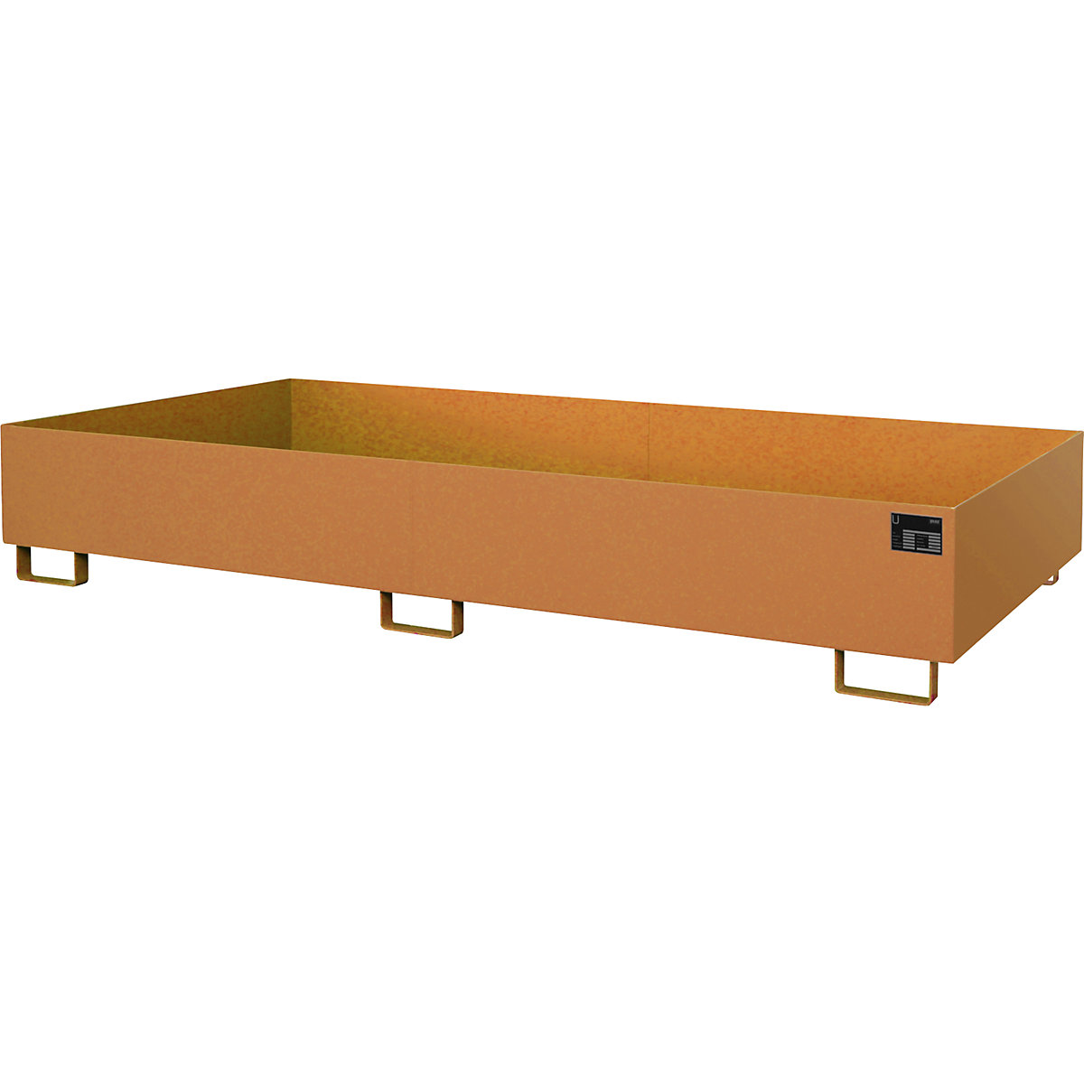 Regal-Bodenwanne eurokraft pro, 540 l Auffangvolumen, LxBxH 2650 x 1300 x 300 mm, ohne Gitterrost, gelborange-0