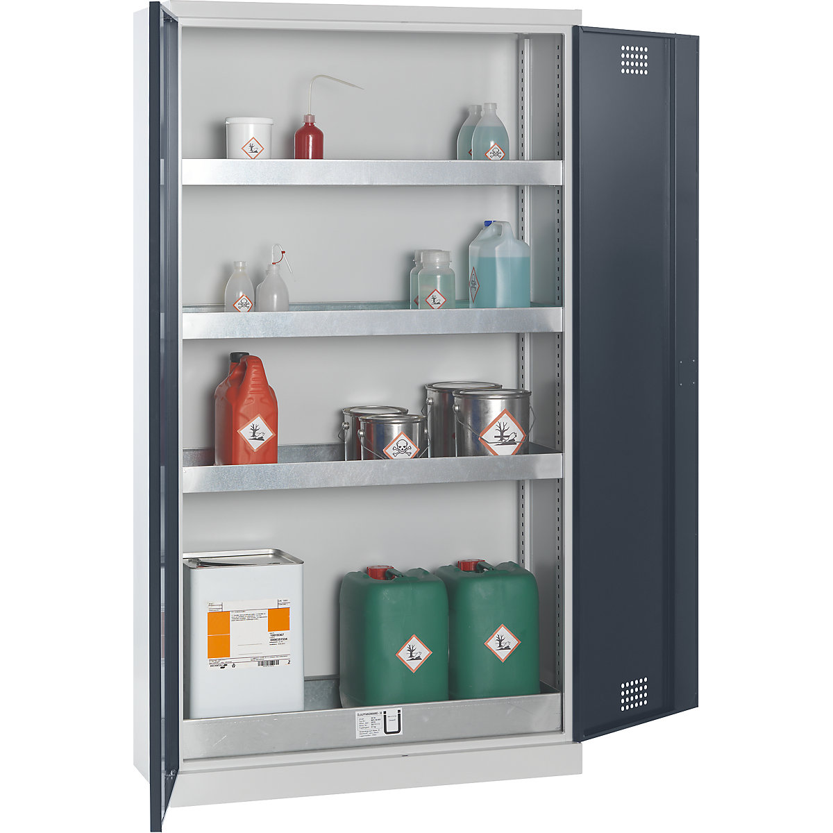 Umweltschrank eurokraft pro, mit 3 Wannenböden und 1 Bodenauffangwanne, Türen anthrazitgrau-0