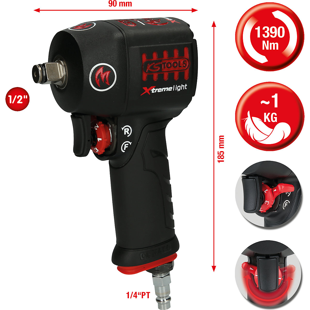 1/2'&#x27; miniMONSTER Xtremelight high power pneumatic impact wrench – KS Tools (Product illustration 12)-11