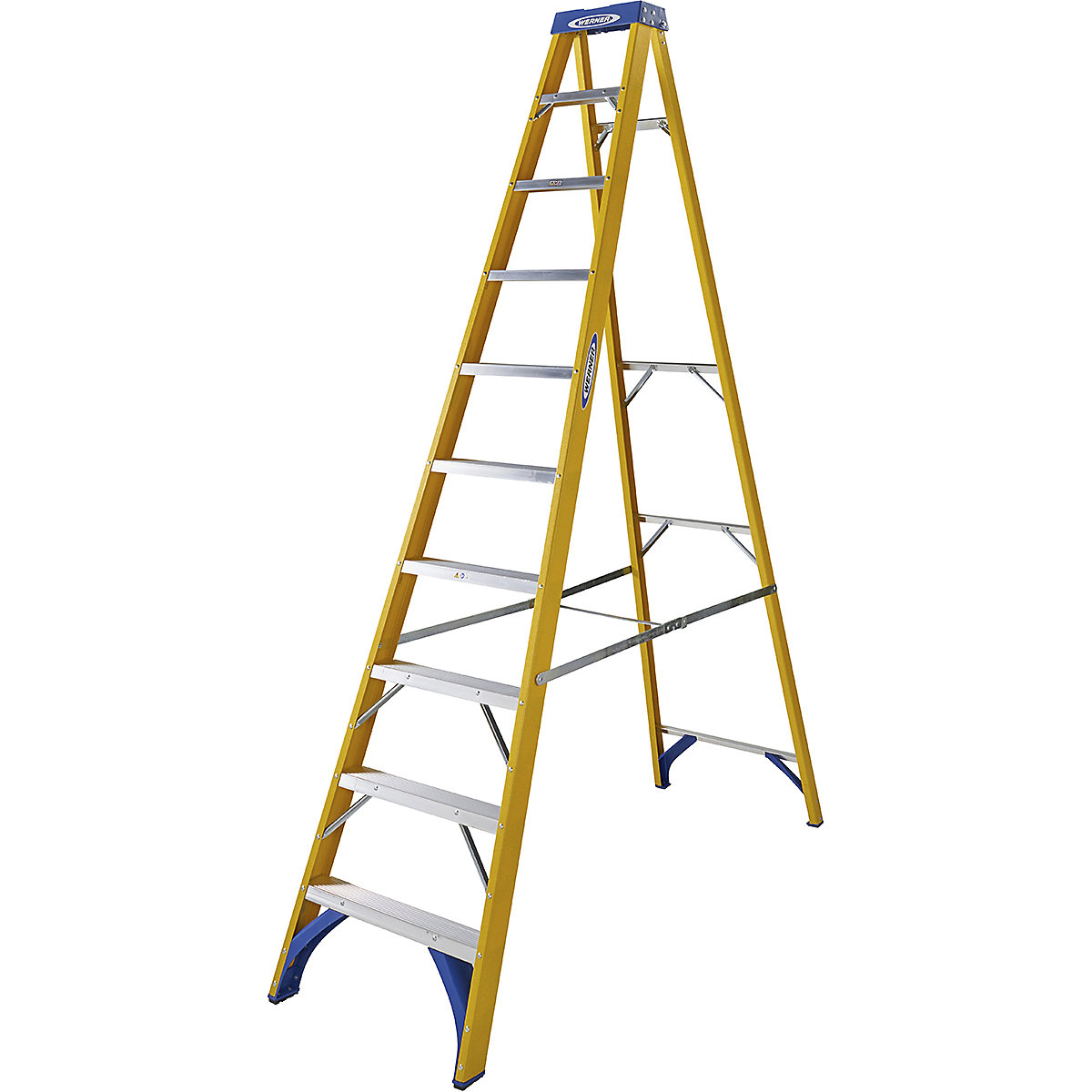 Werner Fibreglass Step Ladder, Werner Fibreglass Step Ladder, Werner Fibreglass Step Ladder | 10 Tread | Open Height 2.8m | Closed Height 3.0m-4