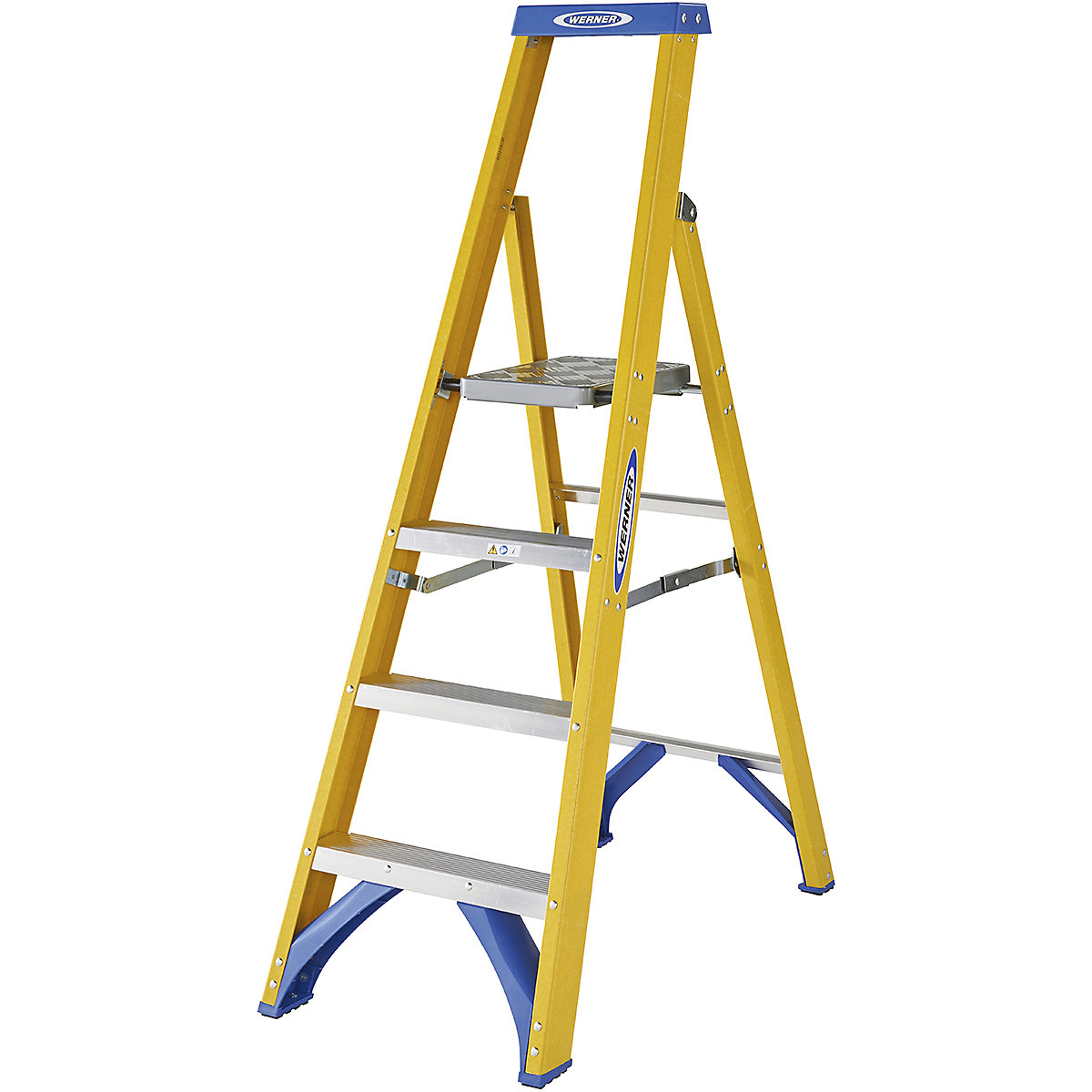 Werner Fibreglass Step Ladder, Werner Fibreglass Step Ladder, Werner Fibreglass Step Ladder | 4 Tread | Open Height 1.1m | Closed Height 1.2m-0