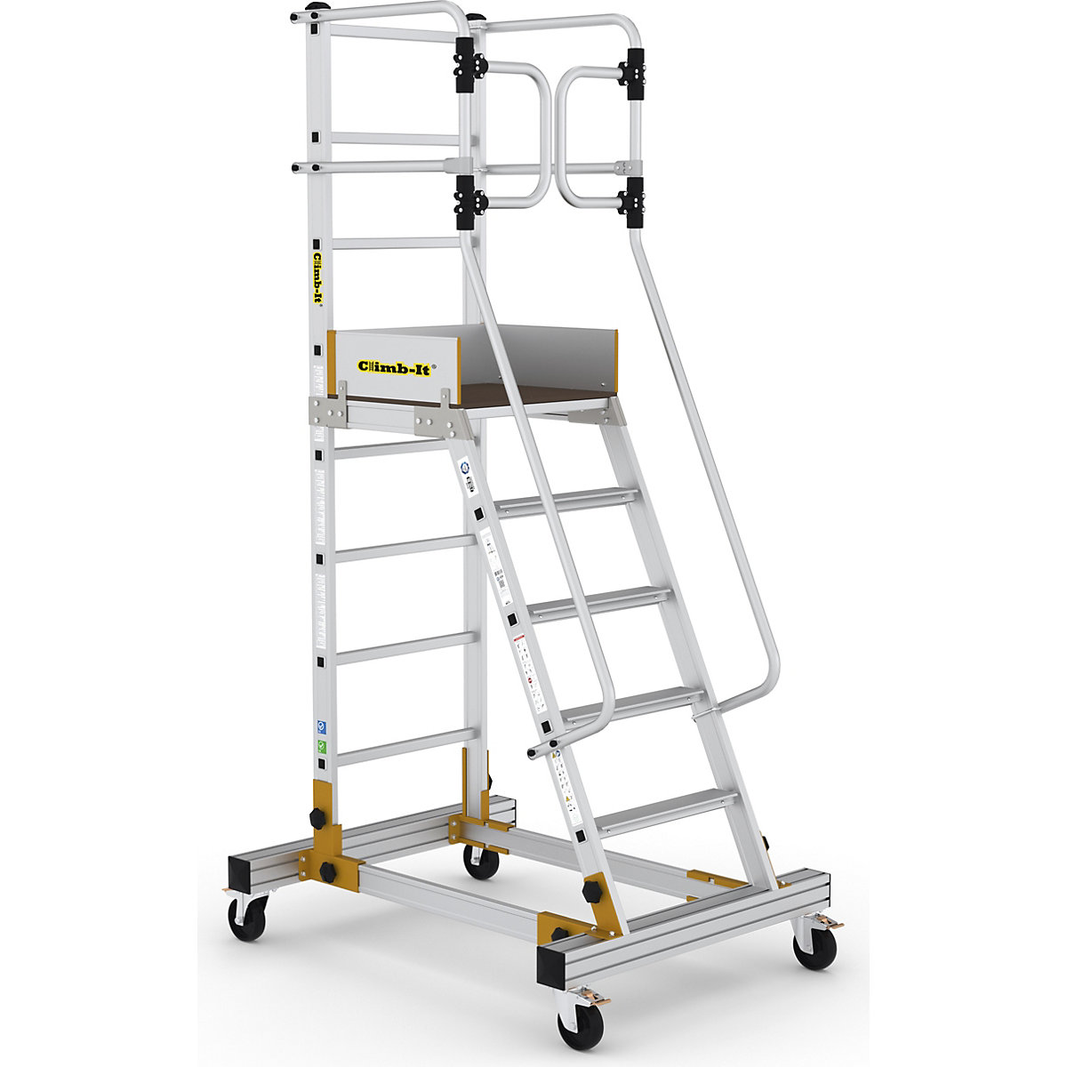 CLIMB-IT Mobile Steps with Safety Gate | EN131 Certified, CLIMB-IT Mobile Steps with Safety Gate | EN131 Certified, Climb-It Mobile Steps with Safety Gate | 2500h mm | 6 Tread | 150kg UDL-4