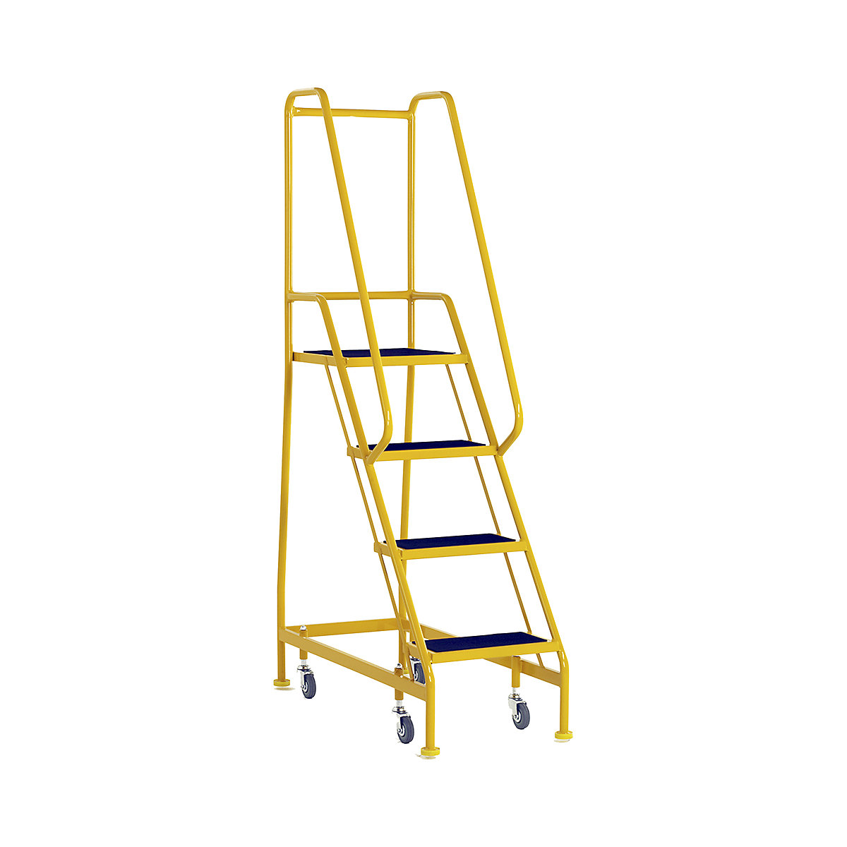 Steptek Narrow Aisle Spring Loaded Steps, Steptek Narrow Aisle Spring Loaded Steps, Steptek Narrow Aisle Spring Loaded Steps | 4 Ribbed Rubber Treads | 1800h x 500w x 1050d mm | Platform Height: 1000 mm | Blue-3