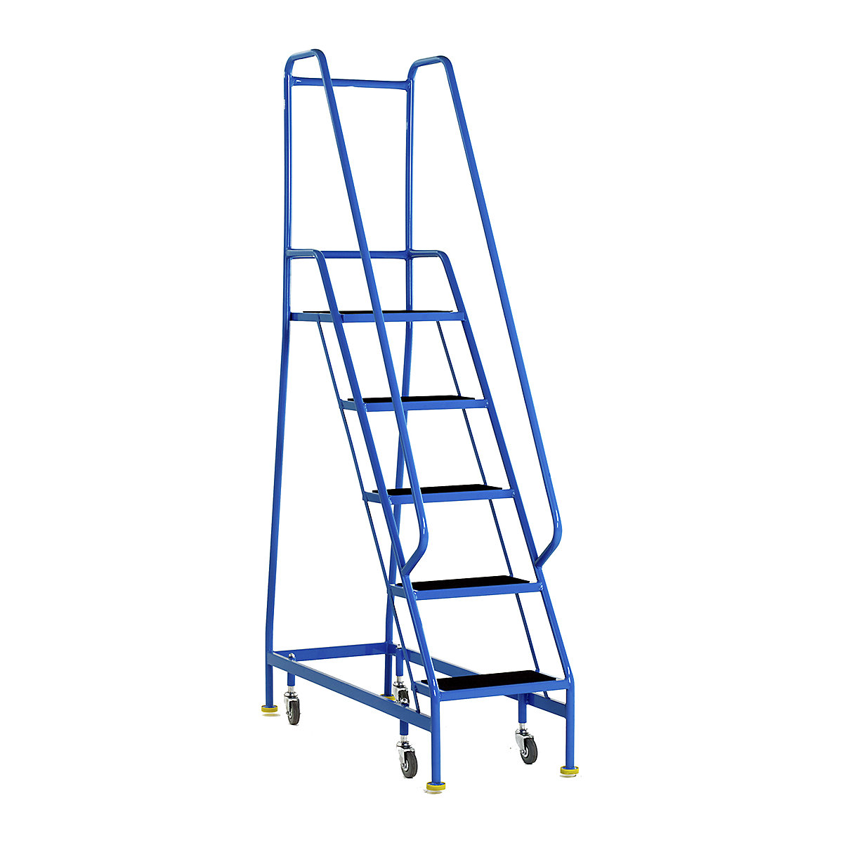 Steptek Narrow Aisle Spring Loaded Steps, Steptek Narrow Aisle Spring Loaded Steps, Steptek Narrow Aisle Spring Loaded Steps | 5 Ribbed Rubber Treads | 2050h x 500w x 1200d mm | Platform Height: 1250 mm | Orange-4