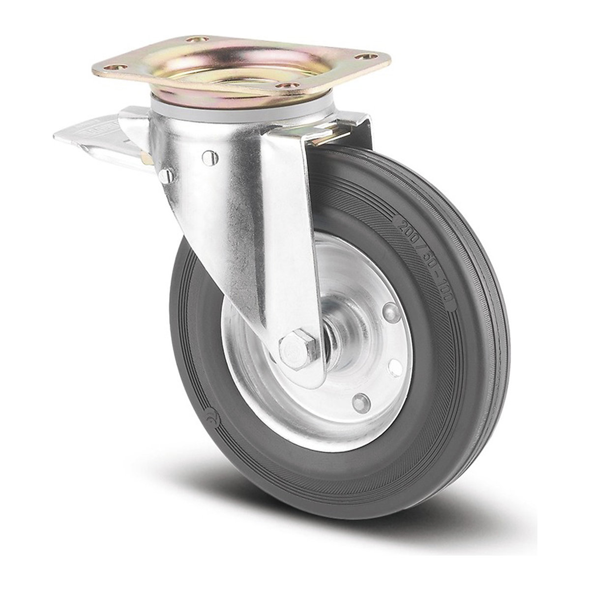 TENTE Agila Plate Castor | Thermoplastic Rubber | 125mm Dia. | 80kg, TENTE Agila Plate Castor | Thermoplastic Rubber | 125mm Dia. | 80kg, TENTE Alpha Plate Swivel/Head Braked Castor | Solid Rubber | 200mm Dia. | 205kg-0