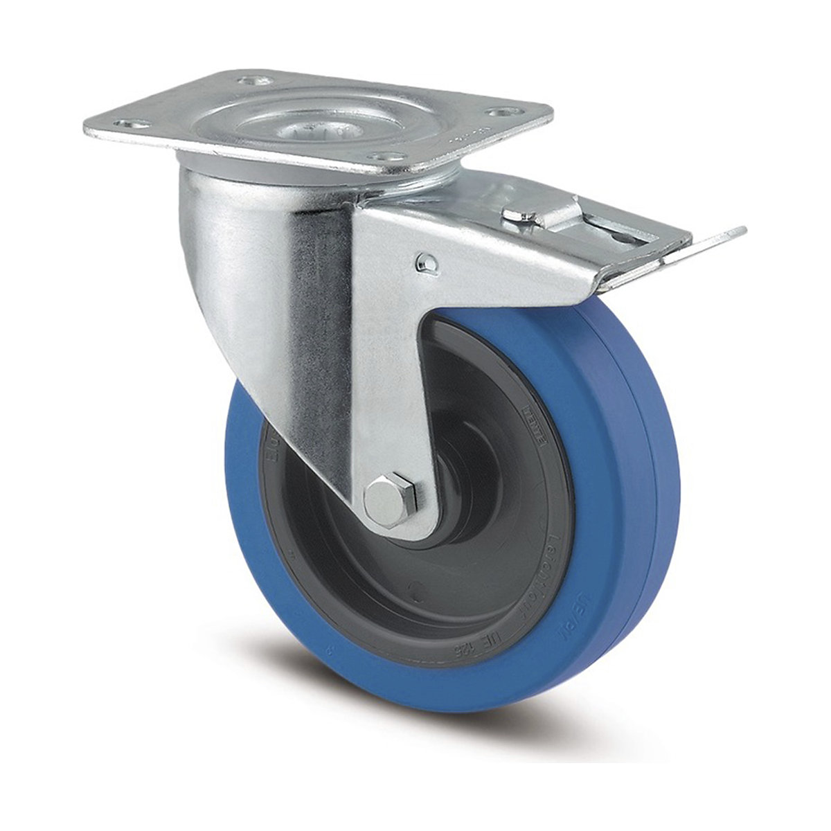 TENTE Alpha Plate Castor | Elastic Rubber | 100mm Dia. | 160kg | Blue, TENTE Alpha Plate Castor | Elastic Rubber | 100mm Dia. | 160kg | Blue, TENTE Alpha Swivel/Braked Top Plate Castor | Elastic Rubber | 100mm Dia. | 160kg-2