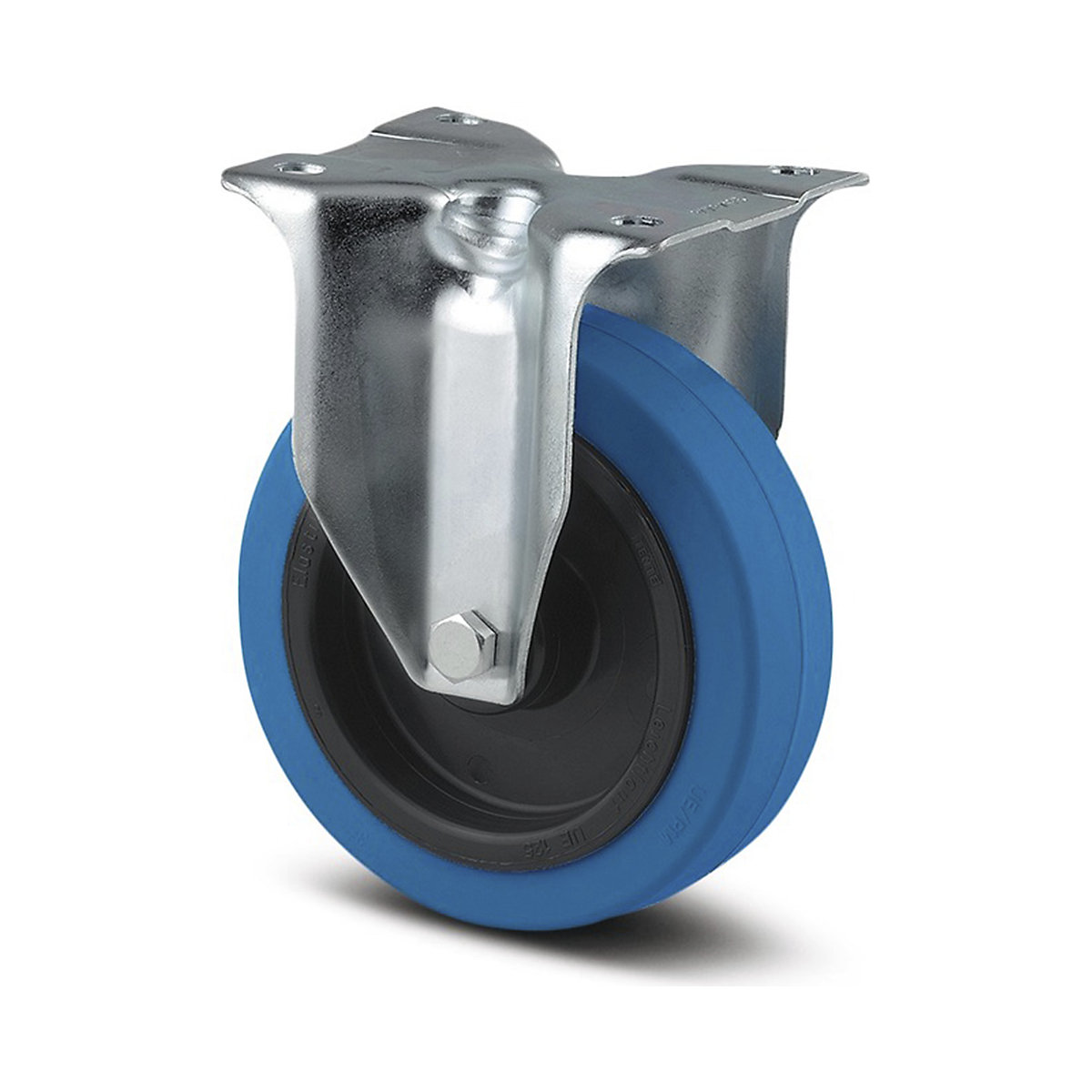 TENTE Alpha Plate Castor | Elastic Rubber | 100mm Dia. | 160kg | Blue, TENTE Alpha Plate Castor | Elastic Rubber | 100mm Dia. | 160kg | Blue, TENTE Alpha Fixed Top Plate Castor | Elastic Rubber | 100mm Dia. | 160kg-0
