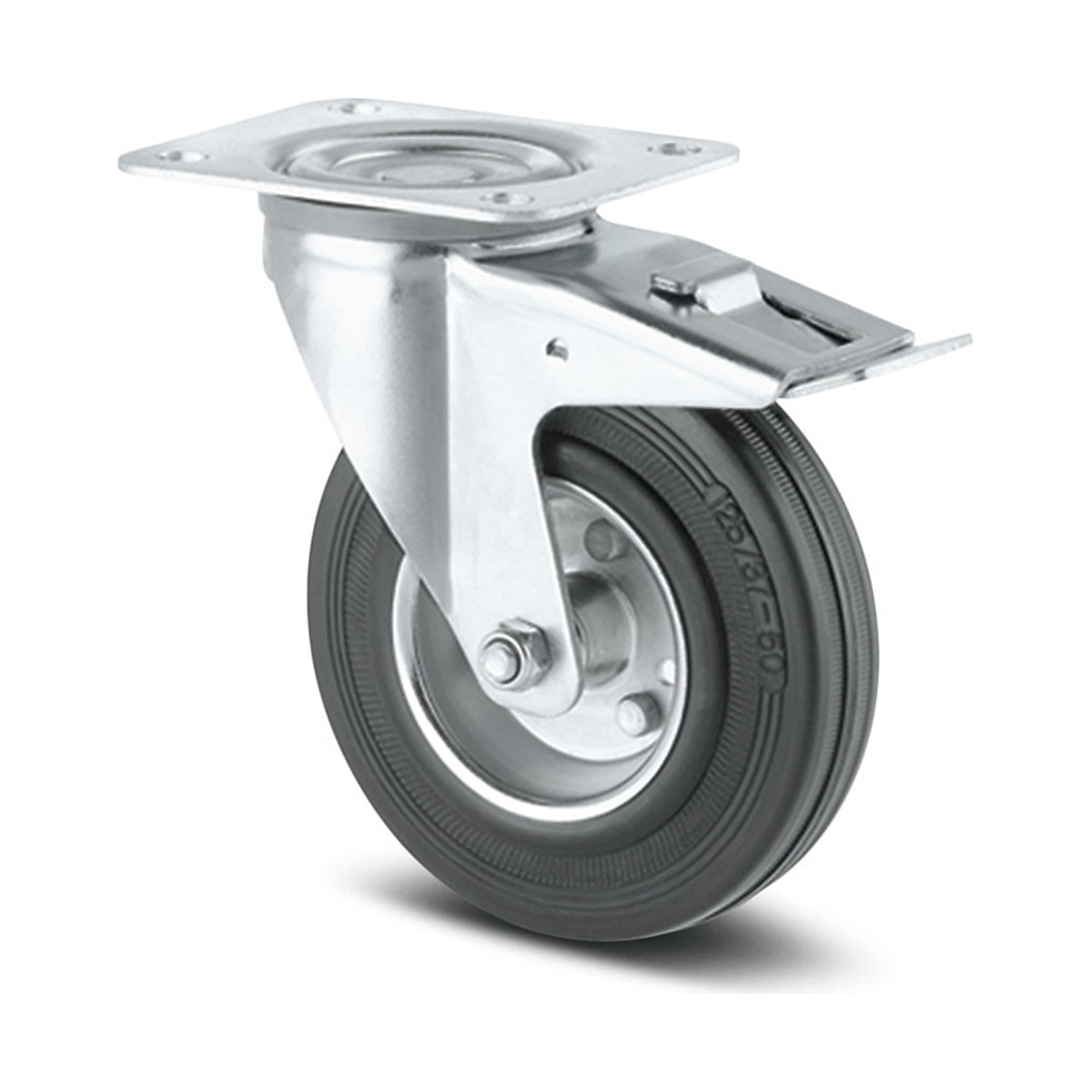 TENTE Alpha Plate Castor | Solid Rubber | 100mm Dia. | 70kg, TENTE Alpha Plate Castor | Solid Rubber | 100mm Dia. | 70kg, TENTE Alpha Plate Swivel/Braked Castor | Solid Rubber | 100mm Dia. | 70kg-1