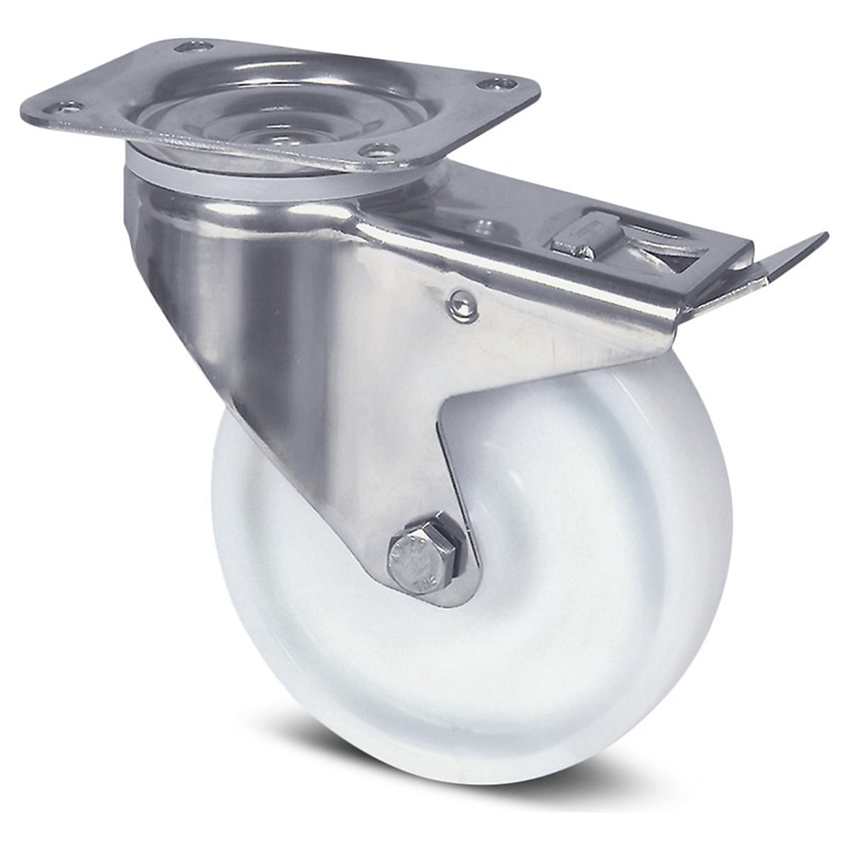 TENTE Alpha Stainless Steel Plate Castor | Nylon| 80mm Dia. | 200kg, TENTE Alpha Stainless Steel Plate Castor | Nylon| 80mm Dia. | 200kg, TENTE Alpha Stainless Steel Swivel/Braked Plate Castor | Nylon | 80mm Dia. | 200kg-2