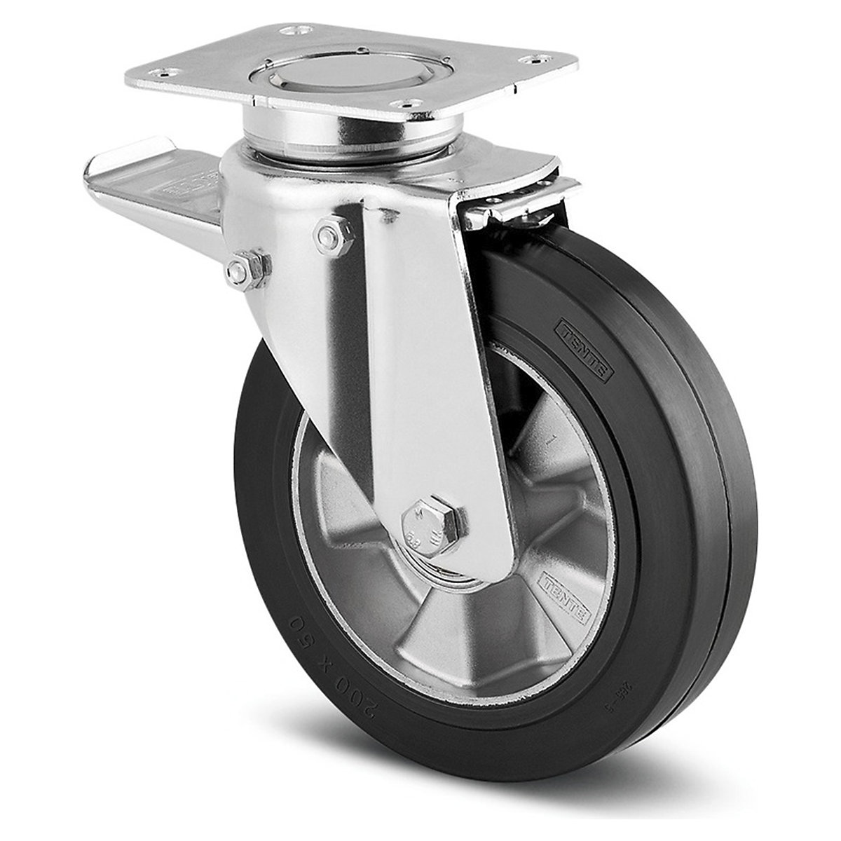 TENTE Delta Plate Castor | Elastic Rubber | 160mm Dia. | 350kg, TENTE Delta Plate Castor | Elastic Rubber | 160mm Dia. | 350kg, TENTE Delta Swivel/Braked Castor | Elastic Rubber | 160mm Dia. | 350kg-1