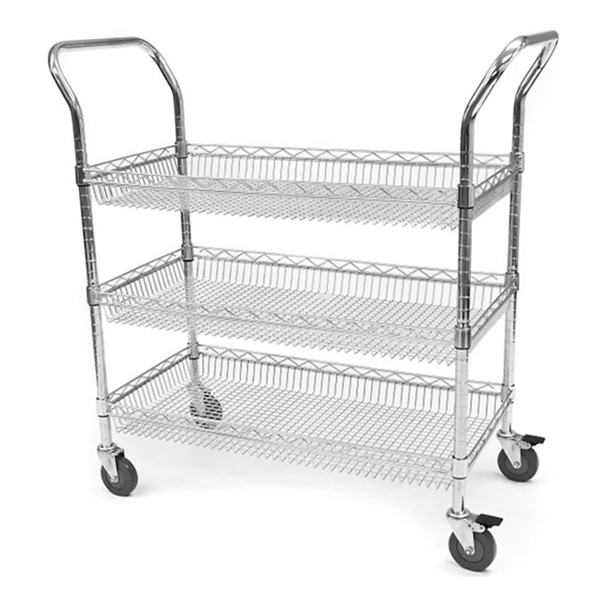 Eclipse Chrome Wire Trolleys, Eclipse Chrome Wire Trolleys, Eclipse Chrome Wire Trolleys | 1040h x 915w x 460d mm | 3 Tier | Basket Shelves | 210KG-0