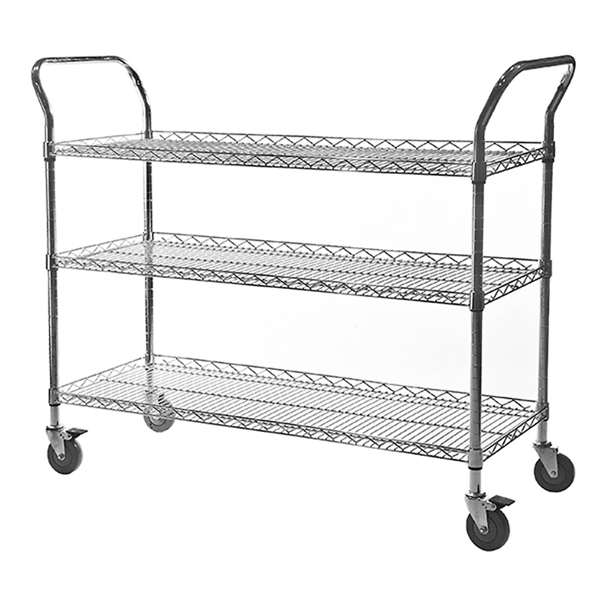 Eclipse Chrome Wire Trolleys, Eclipse Chrome Wire Trolleys, Eclipse Chrome Wire Trolleys | 1040h x 915w x 460d mm | 3 Tier | Lipped Shelves | 210KG-0