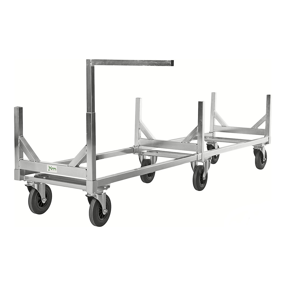 Kongamek Industrial Pipe Trolley, Kongamek Industrial Pipe Trolley, Kongamek Industrial Pipe Trolley | 700h x 608w x 2800d mm | Electro Galvanised | 800kg UDL | 2 Fixed & 2 Swivel/Braked Castors-0