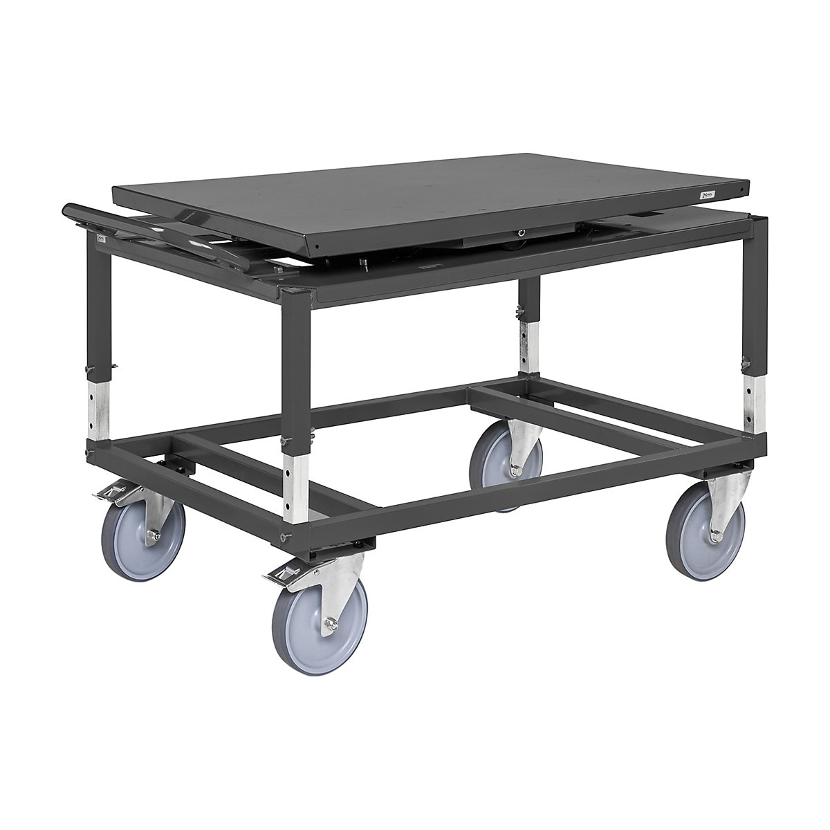 Kongamek Pallet Dolly with Rotating Plate, Kongamek Pallet Dolly with Rotating Plate, Kongamek Pallet Dolly with Rotating Plate | 807h x 1338w x 810d mm | Dark Grey | 800kg UDL-0