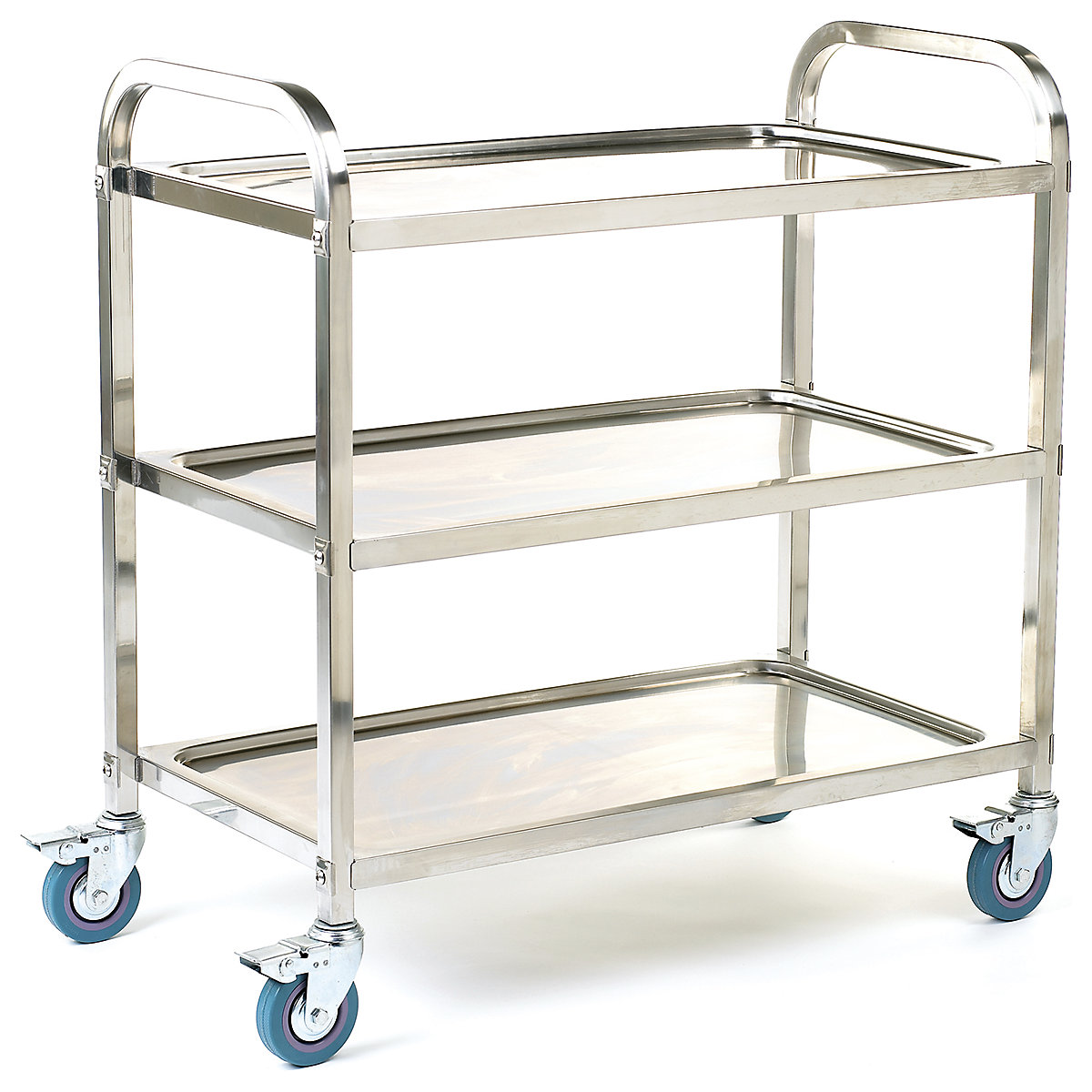 Stainless Steel Shelf Trolleys, Stainless Steel Shelf Trolleys, Stainless Steel Shelf Trolley | 895h x 850w x 445d mm | 3 Shelves | 100kg-0