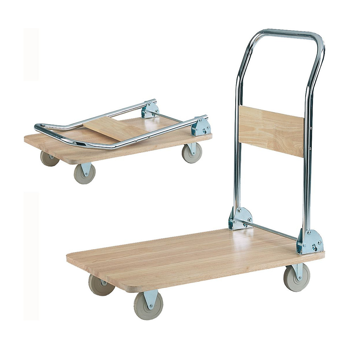 Folding Trolley With Wooden Platform (Product illustration 2)-1