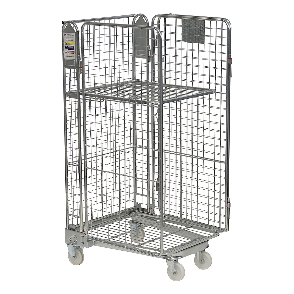 BiGDUG | 3 Sided A Frame Nestable Roll Container | Mesh Infill, BiGDUG | 3 Sided A Frame Nestable Roll Container | Mesh Infill, BiGDUG | 3 Sided A Frame Roll Container | 1680h x 735w x 840d mm | Mesh Infill | With Hinged Shelf-0