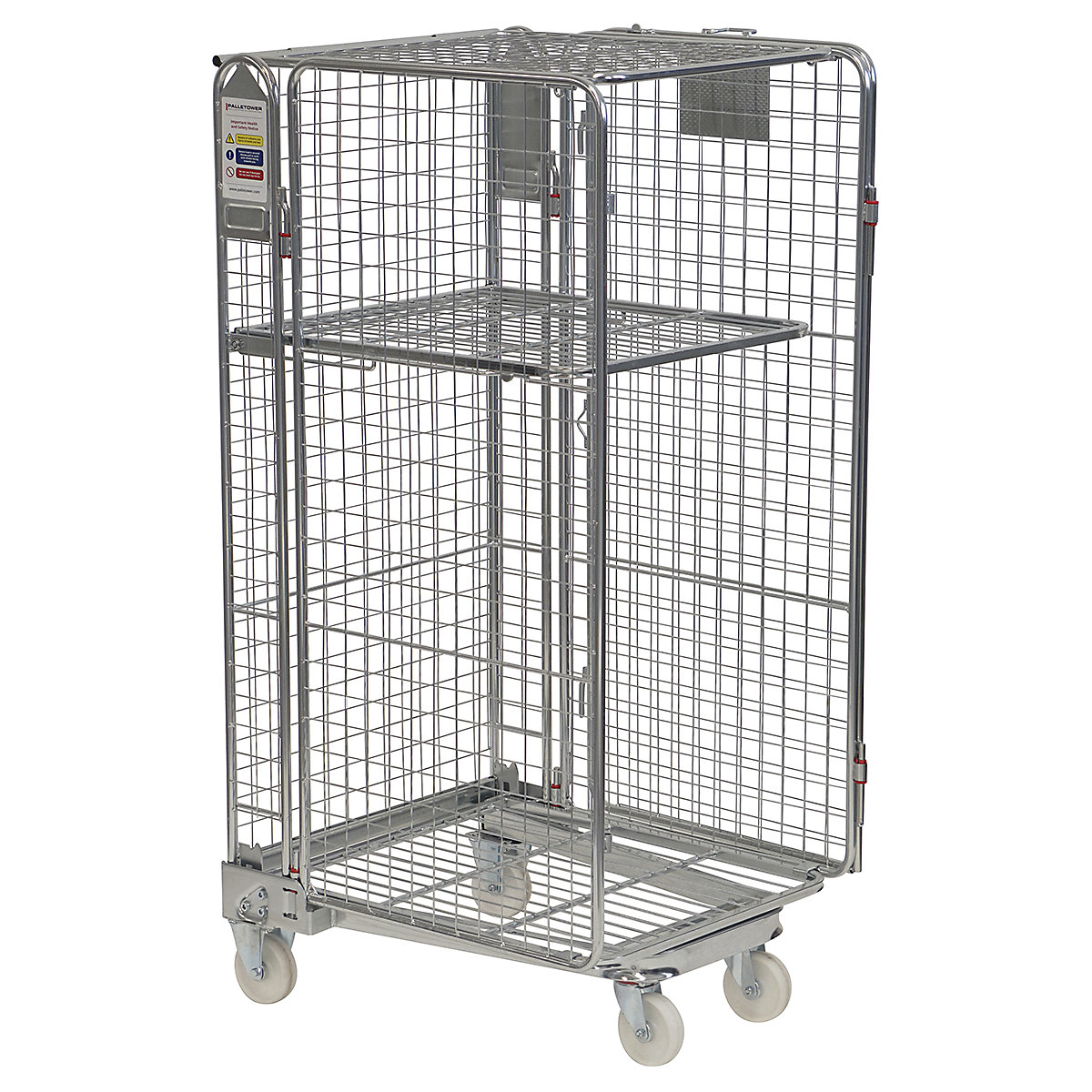BiGDUG | Full Security A Frame Nestable Roll Container | Mesh Infill, BiGDUG | Full Security A Frame Nestable Roll Container | Mesh Infill, BiGDUG | Full Security A Frame Roll Container | 1680h x 735w x 840d mm | Mesh Infill | Rubber Braked Castors | Metal Base | With Hinged Shelf-0